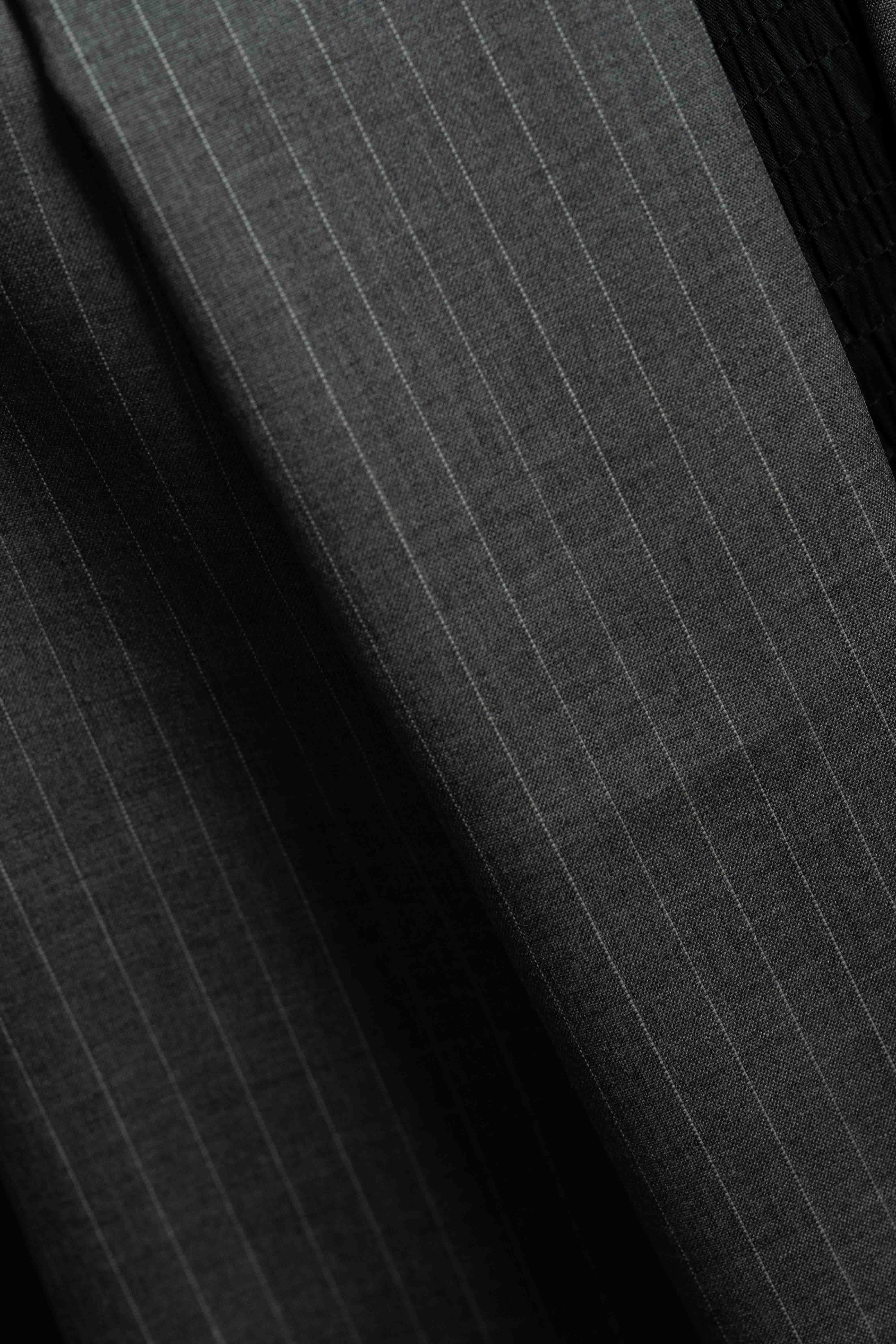 Men Suit fabric in Grey Stripe Terylere Wool