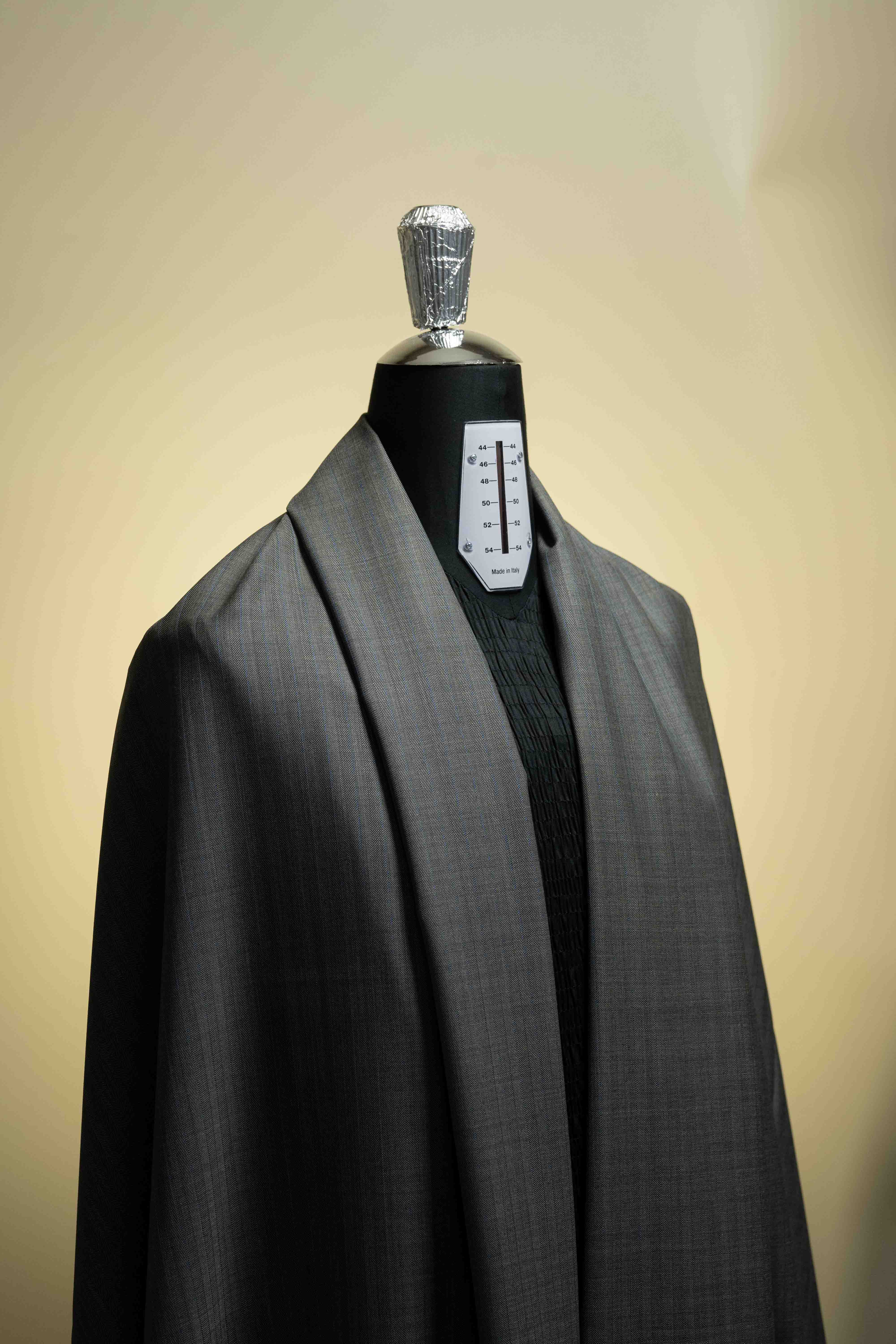 Men Suit fabric From UK Grey Herringbone Stripe Wool