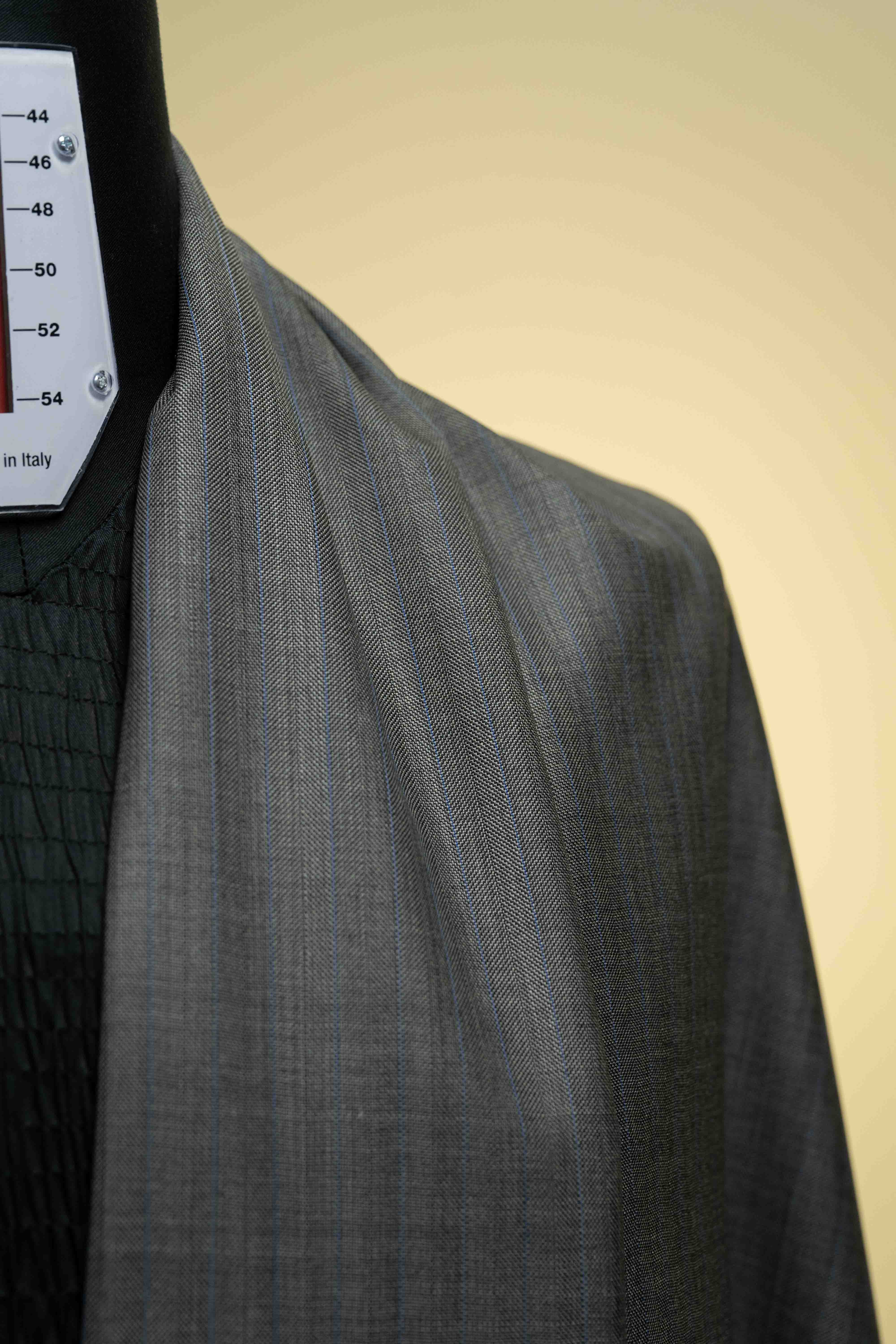 Men Suit fabric From UK Grey Herringbone Stripe Wool