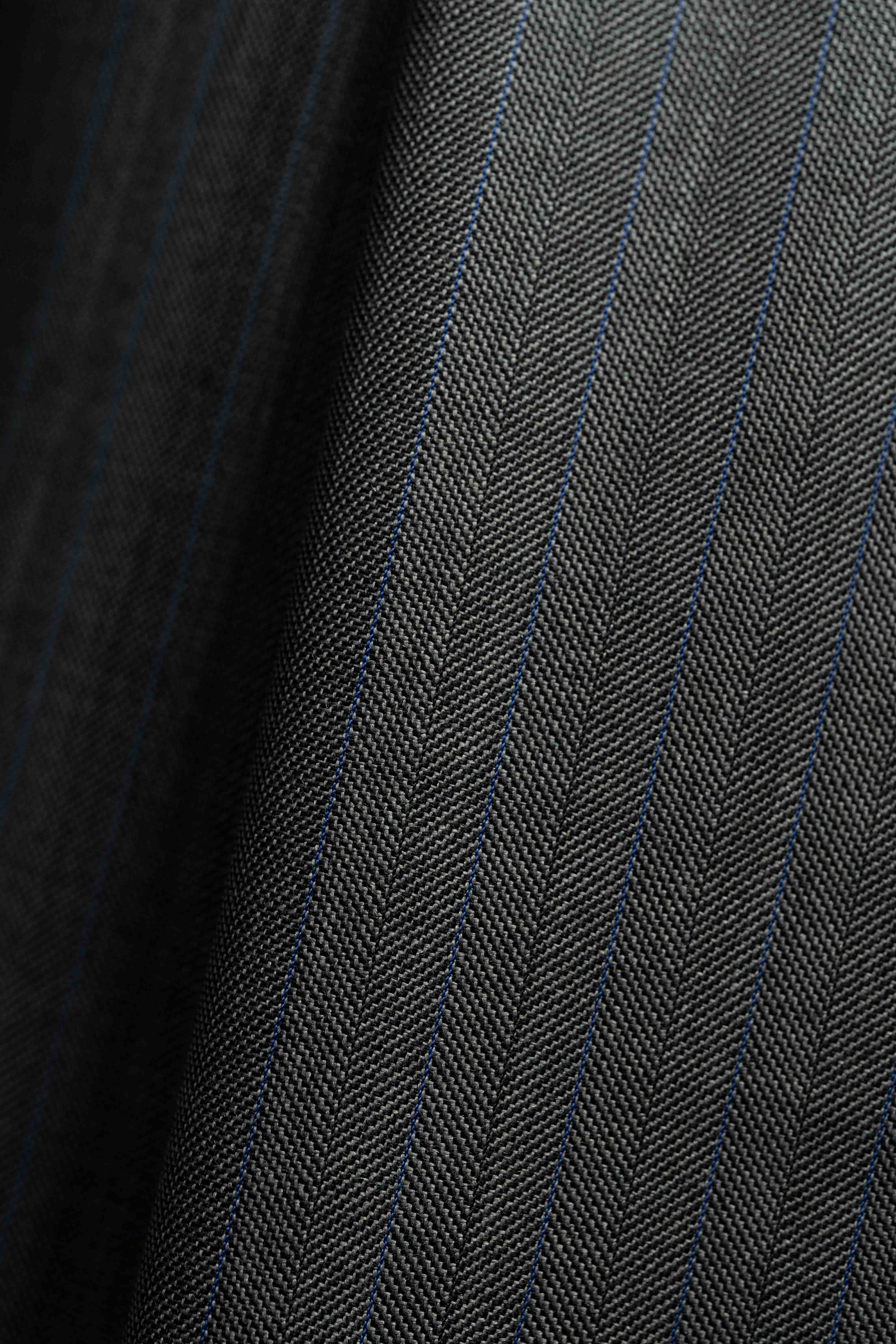 Men Suit fabric From UK Grey Herringbone Stripe Wool