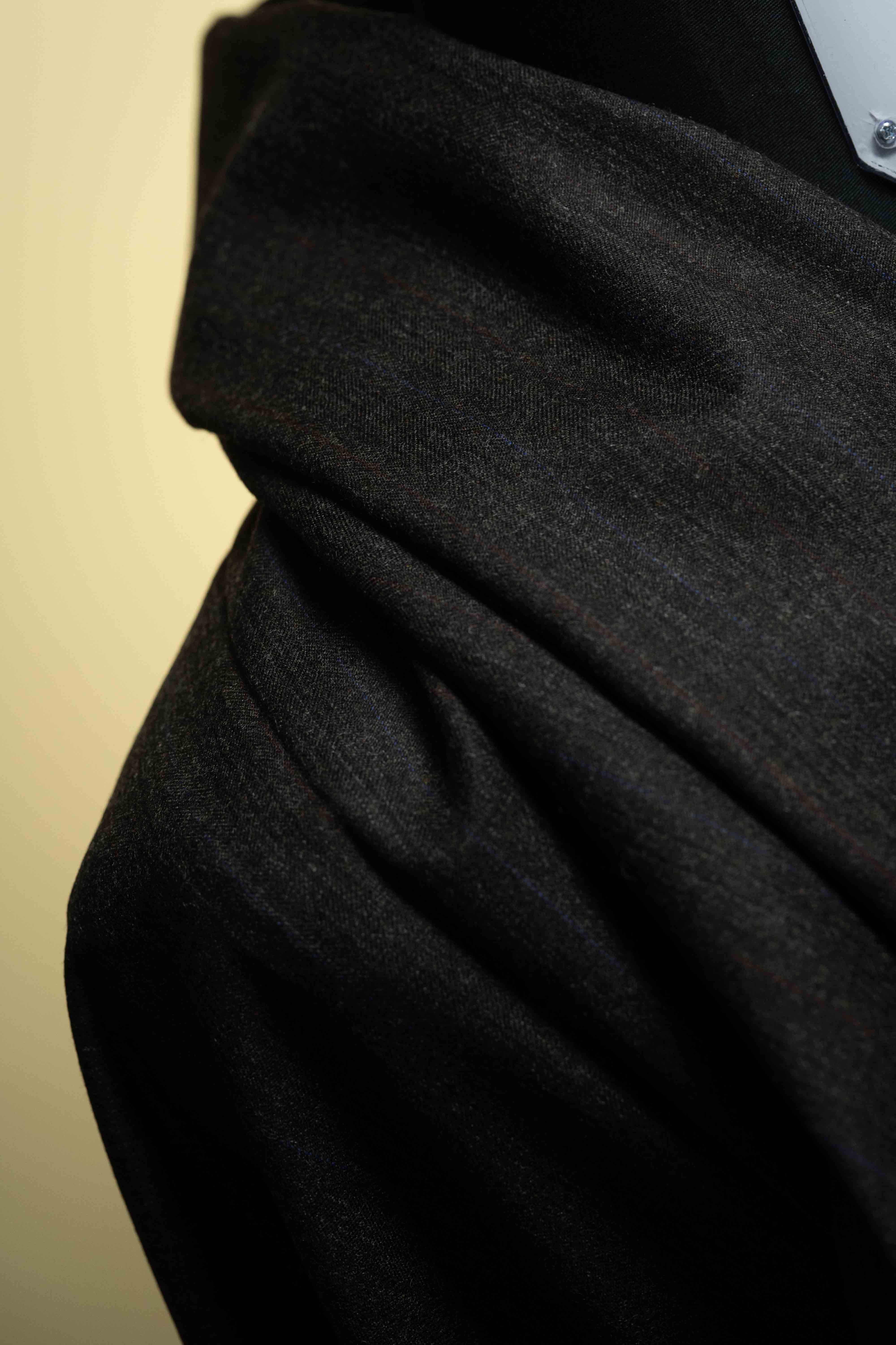Men Suit fabric Dark Brown 120's Mink Cashmere Stripe Wool 