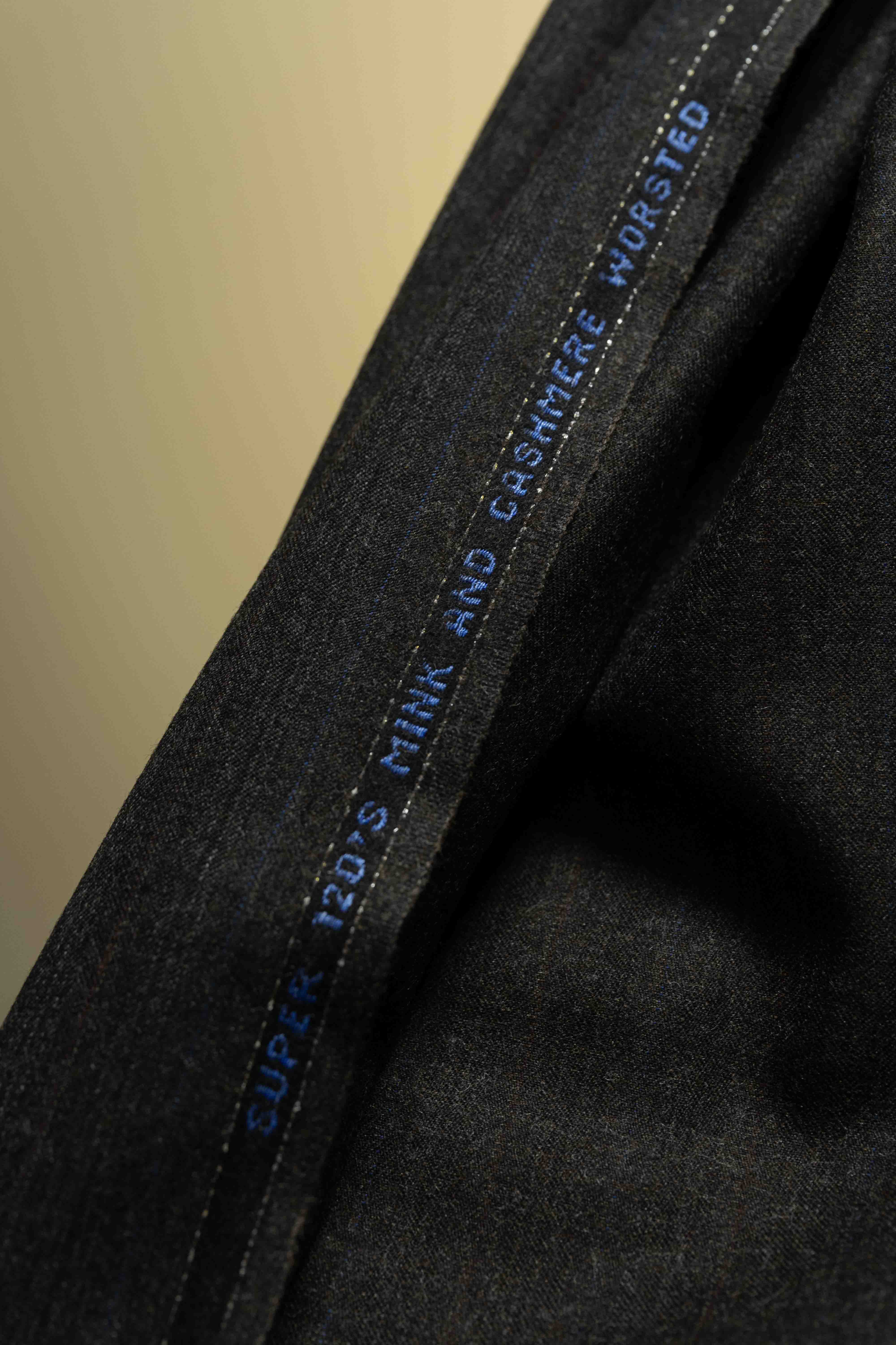 Men Suit fabric Dark Brown 120's Mink Cashmere Stripe Wool 