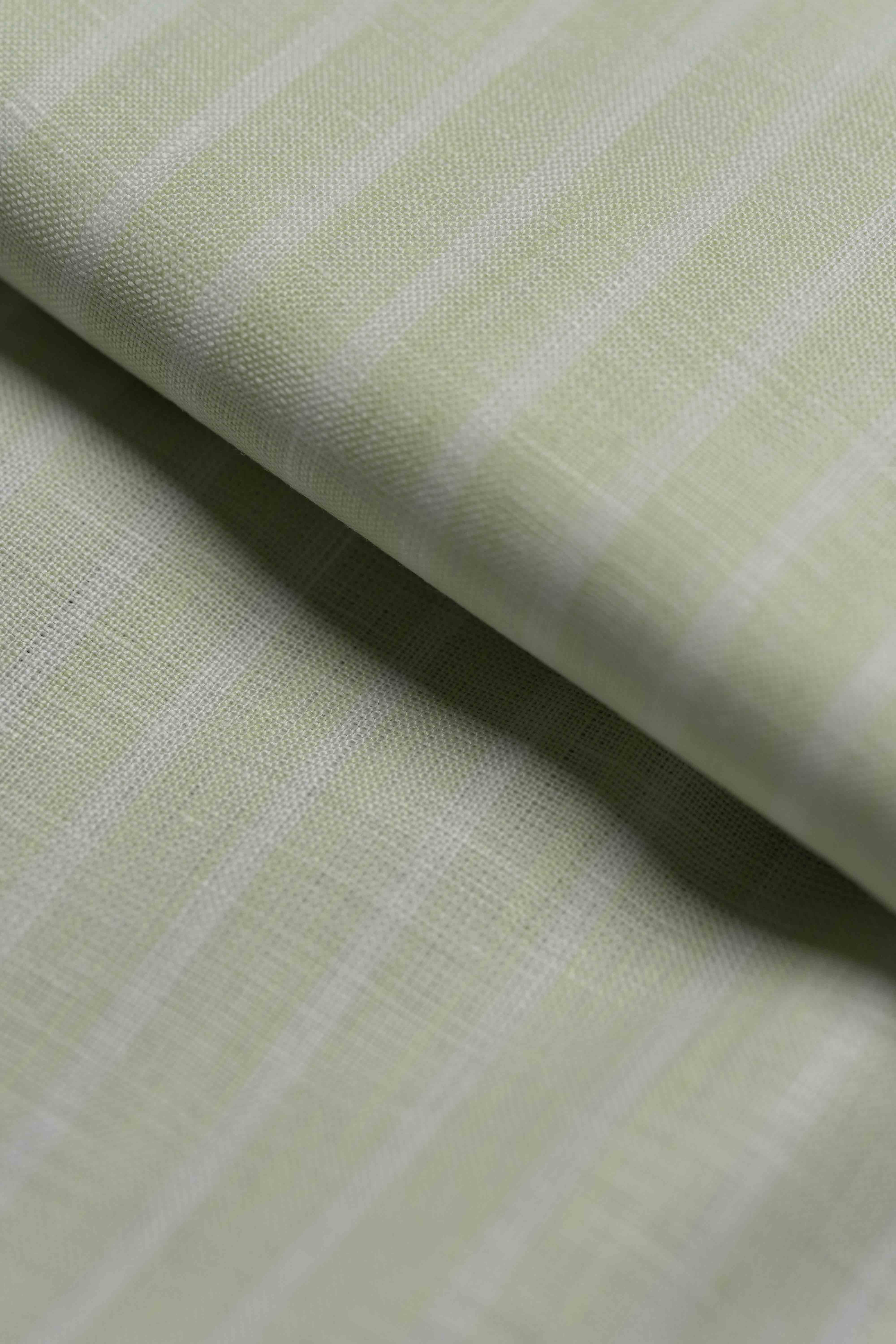 Linen Shirting in 80 Lea Lime Green & White stripes