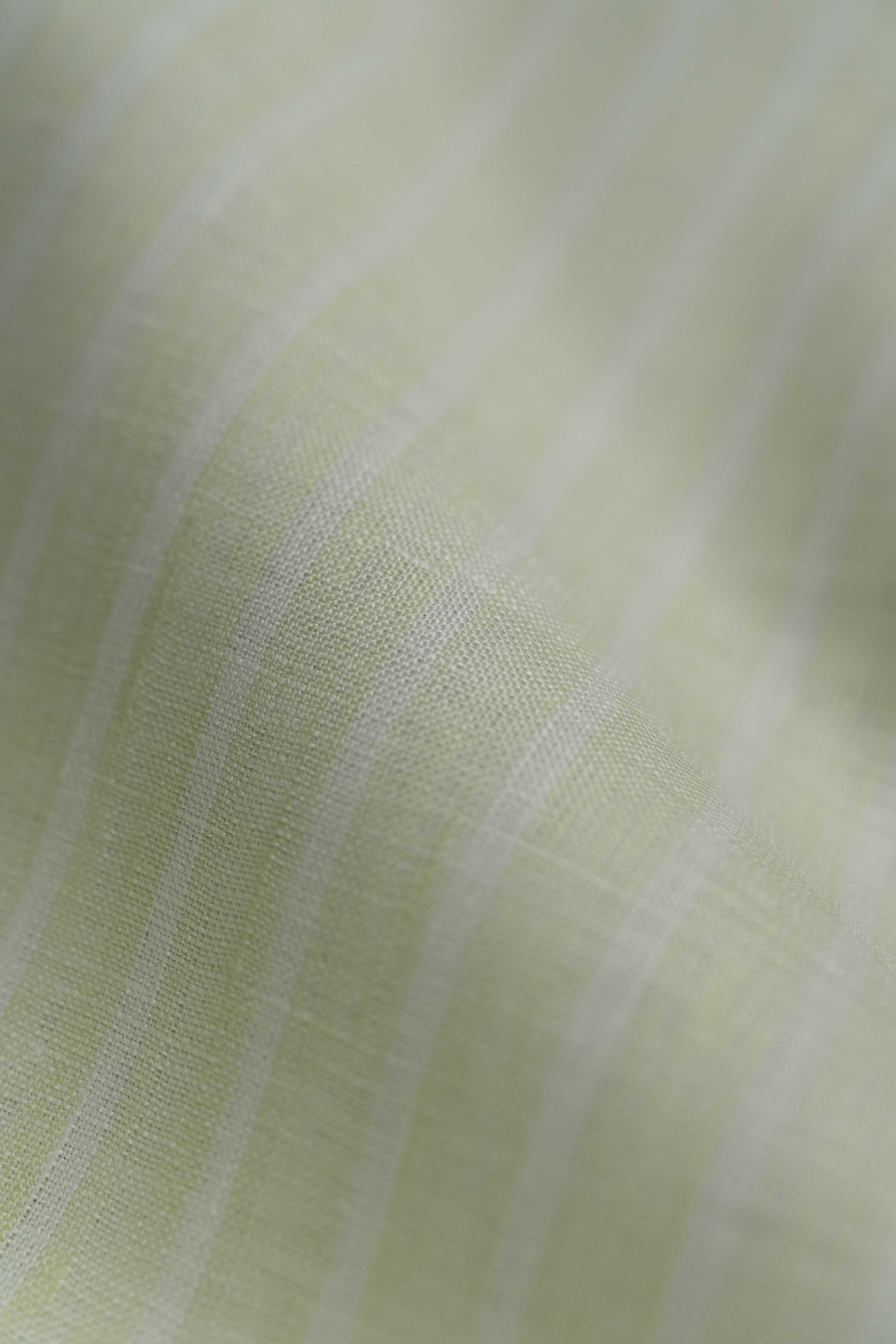 Linen Shirting in 80 Lea Lime Green & White stripes