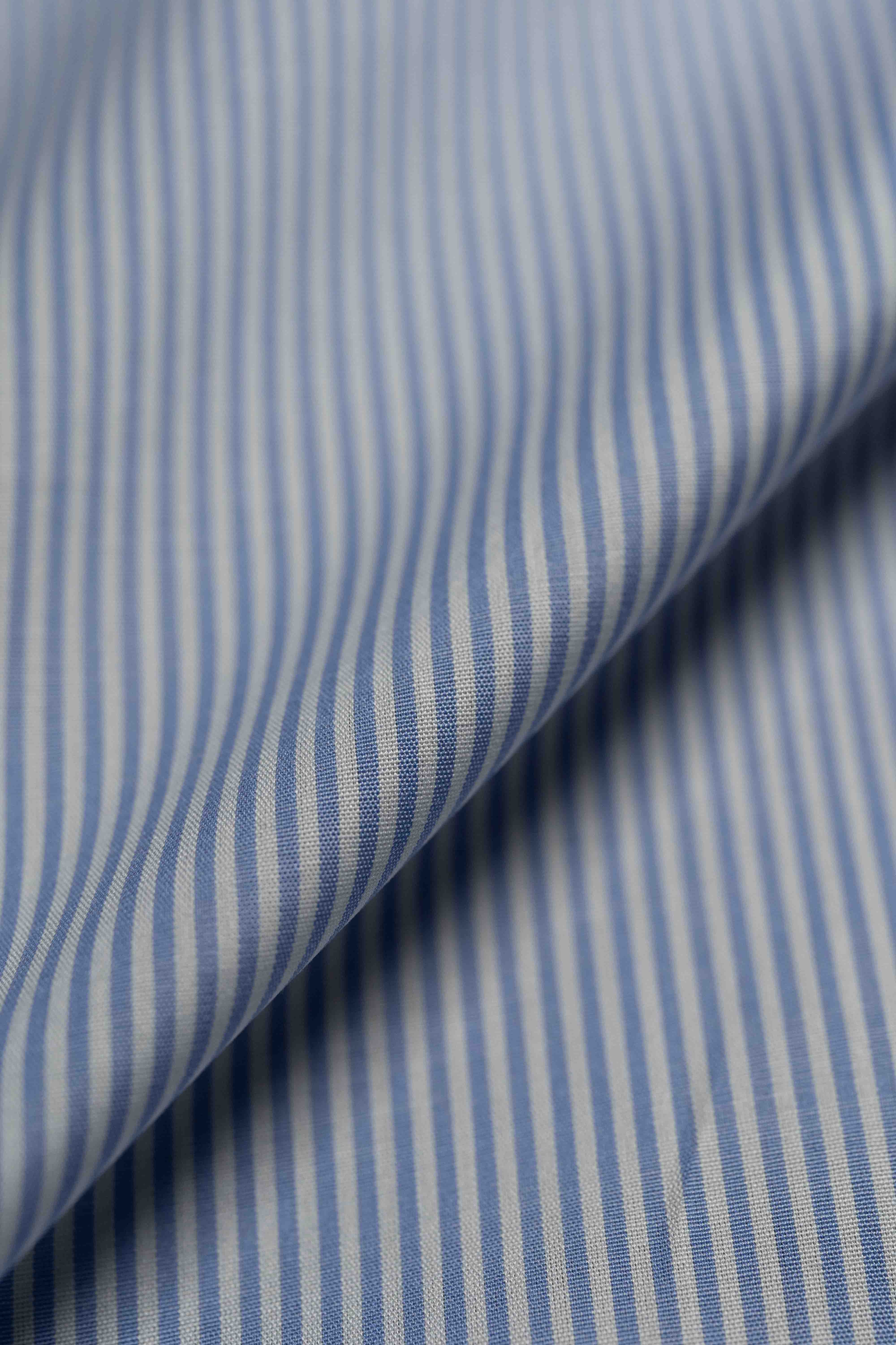 Close-up of blue and white striped fabric