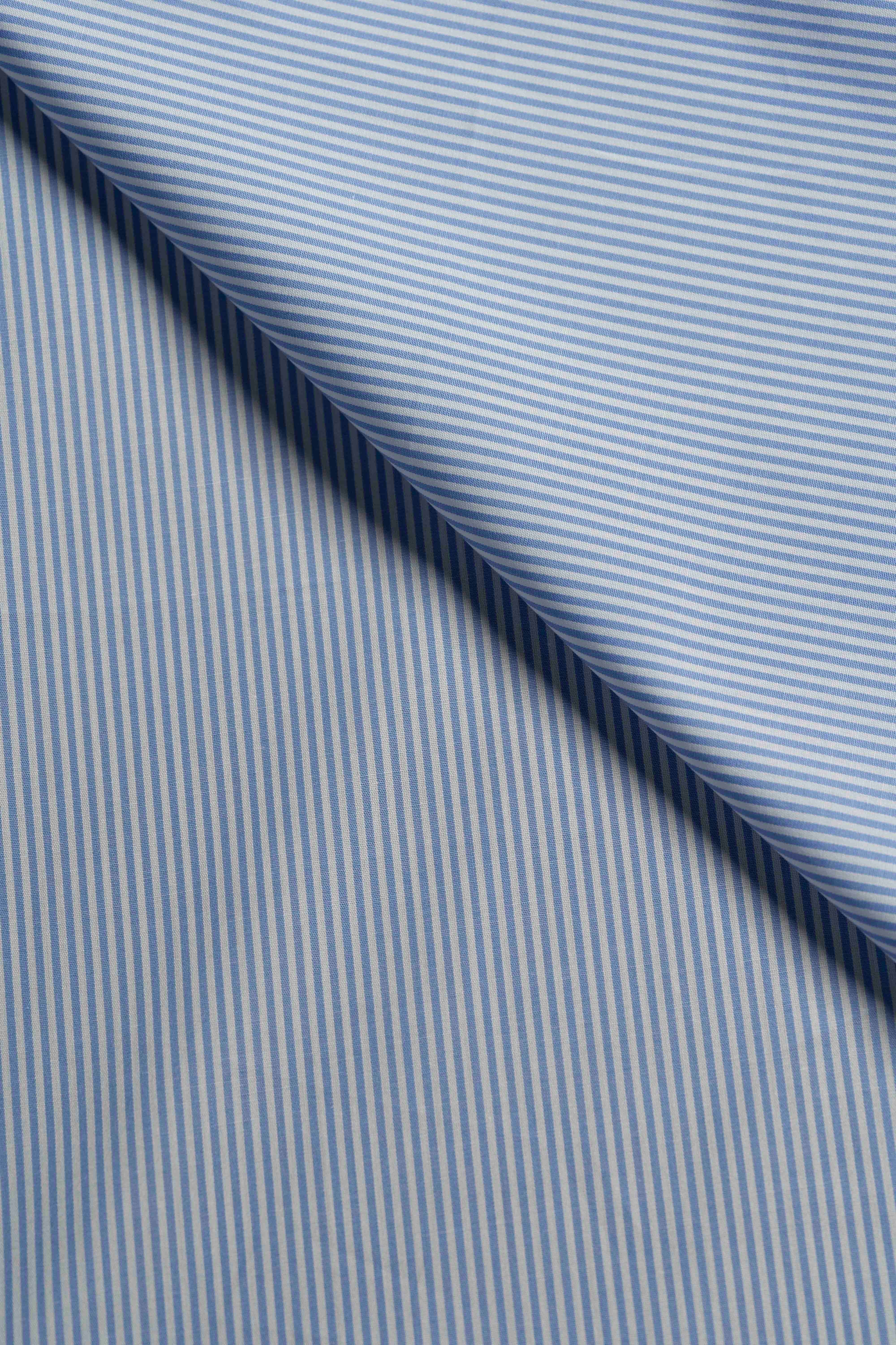 Close-up of blue and white striped fabric