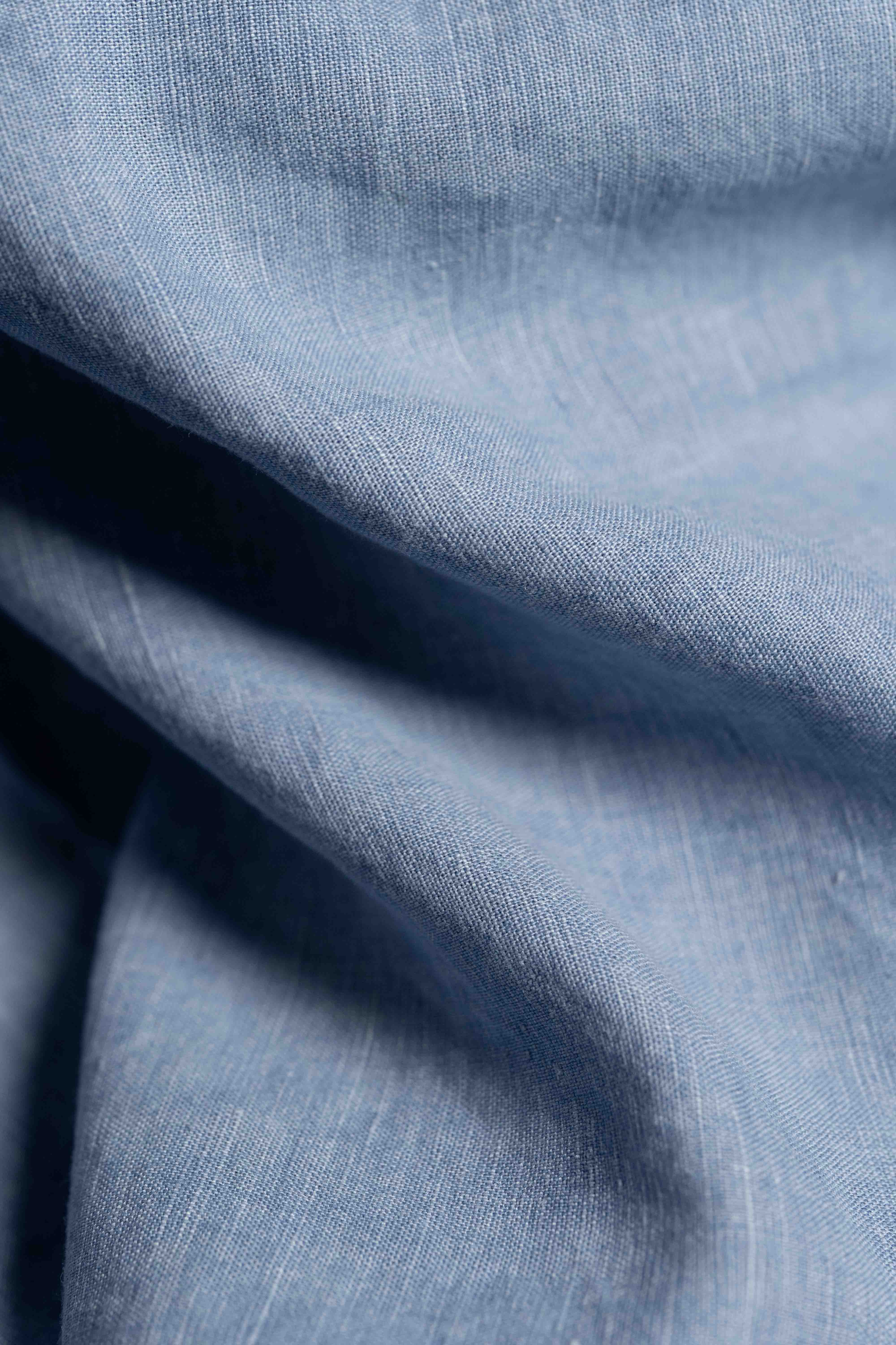 Linen & Cotton in Washed Indigo Shirting
