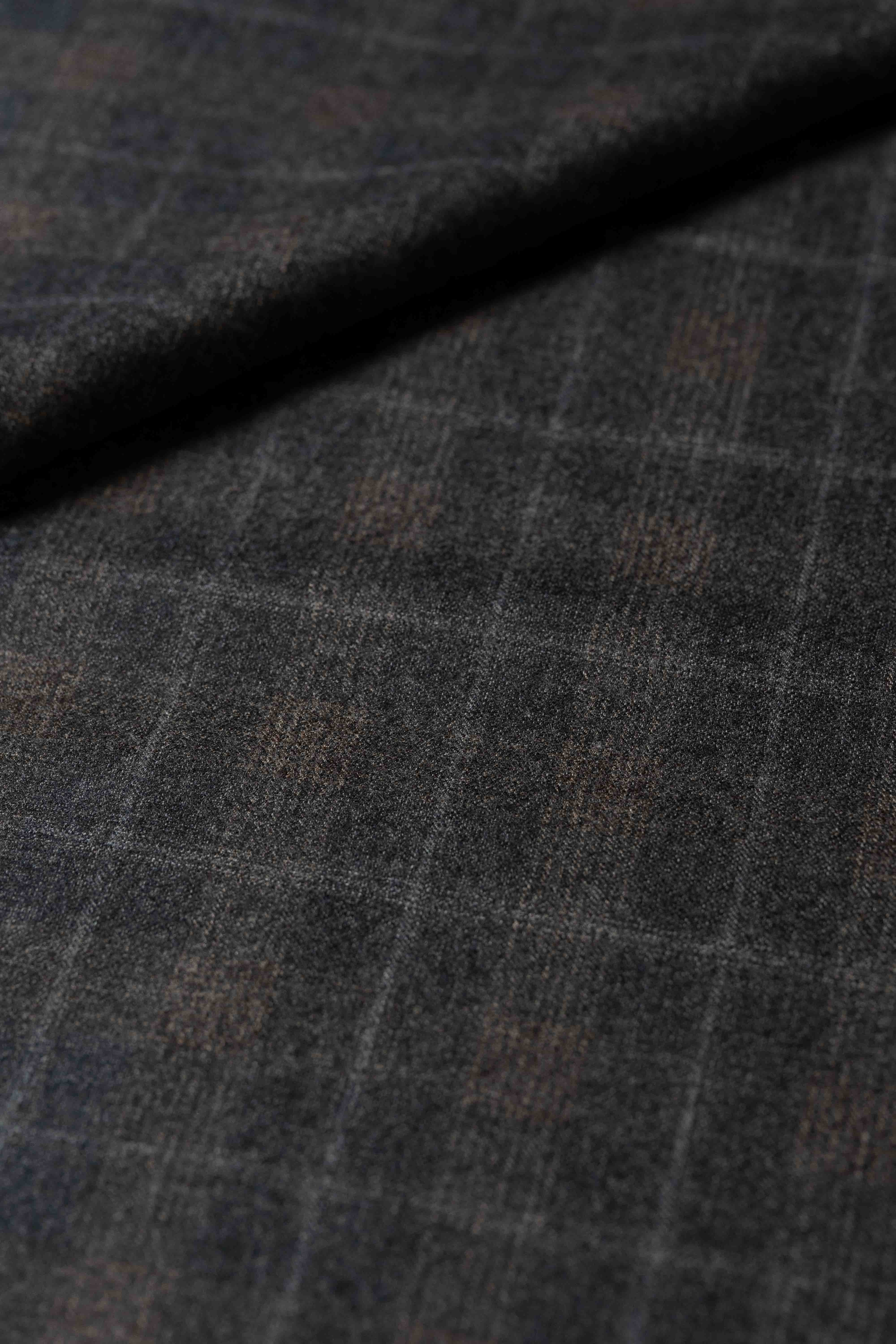 Marzotto Brown Check Wool Suit Jacket Fabric
