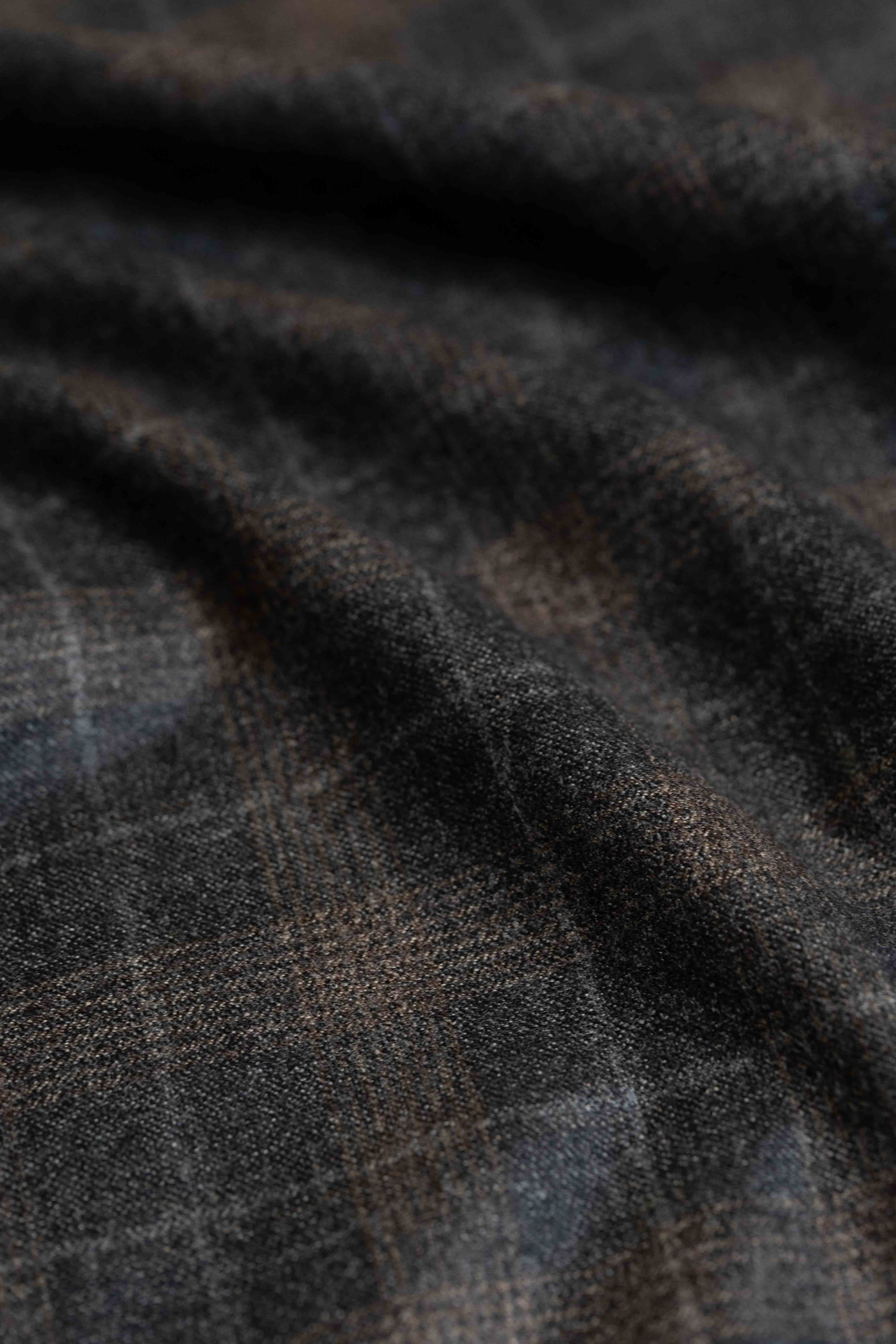 Marzotto Brown Check Wool Suit Jacket Fabric