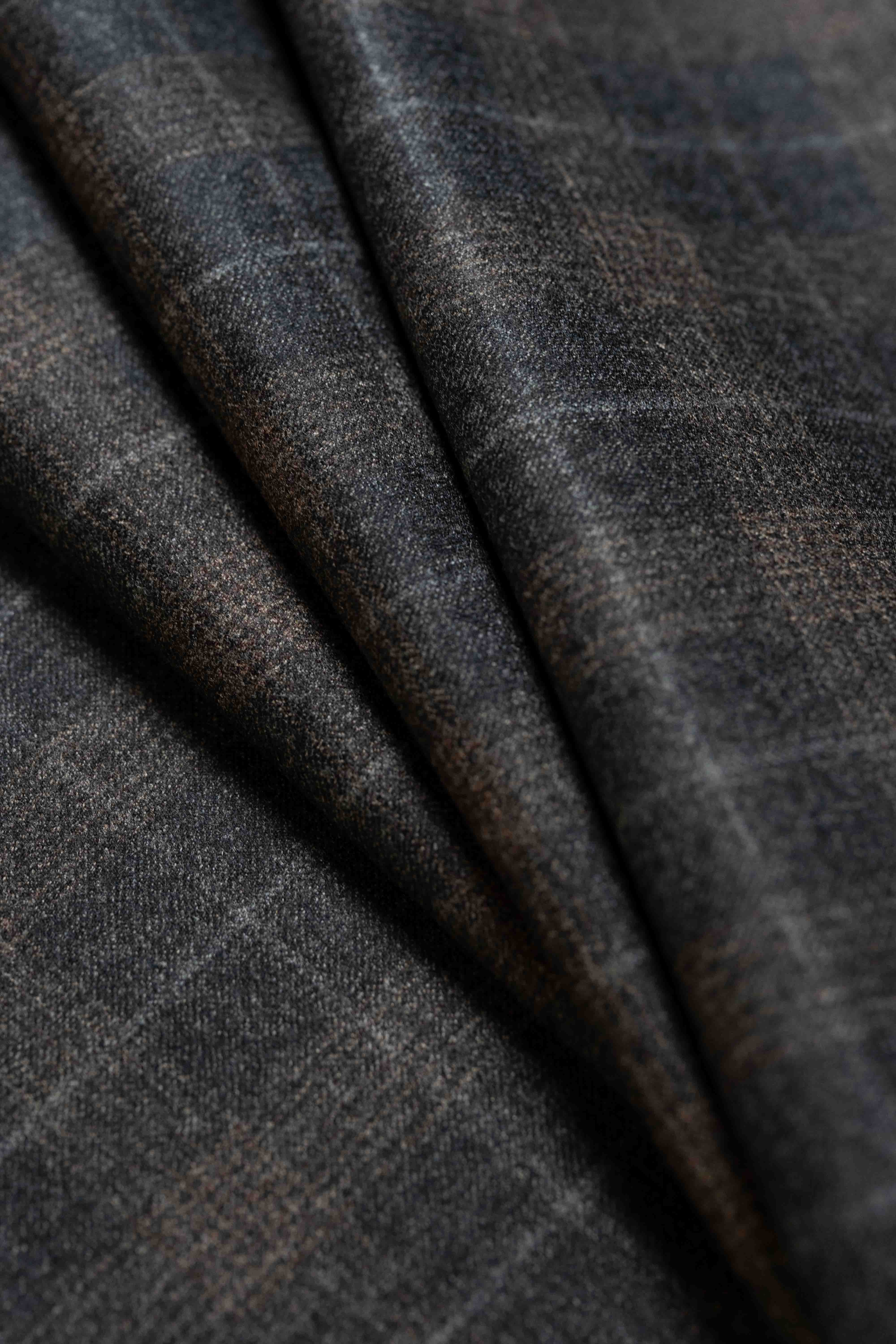 Marzotto Brown Check Wool Suit Jacket Fabric