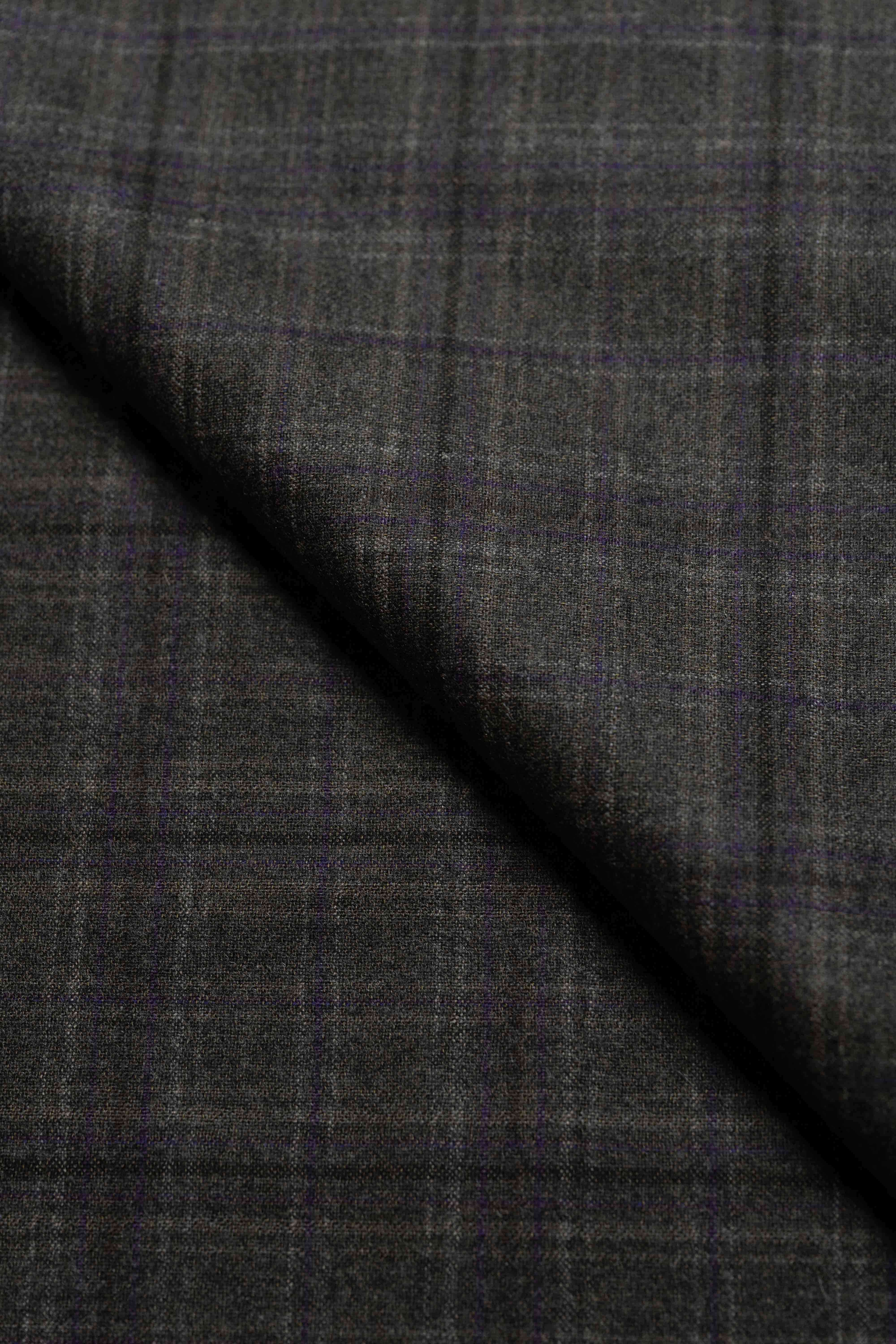 Brown Check Cashmere Wool