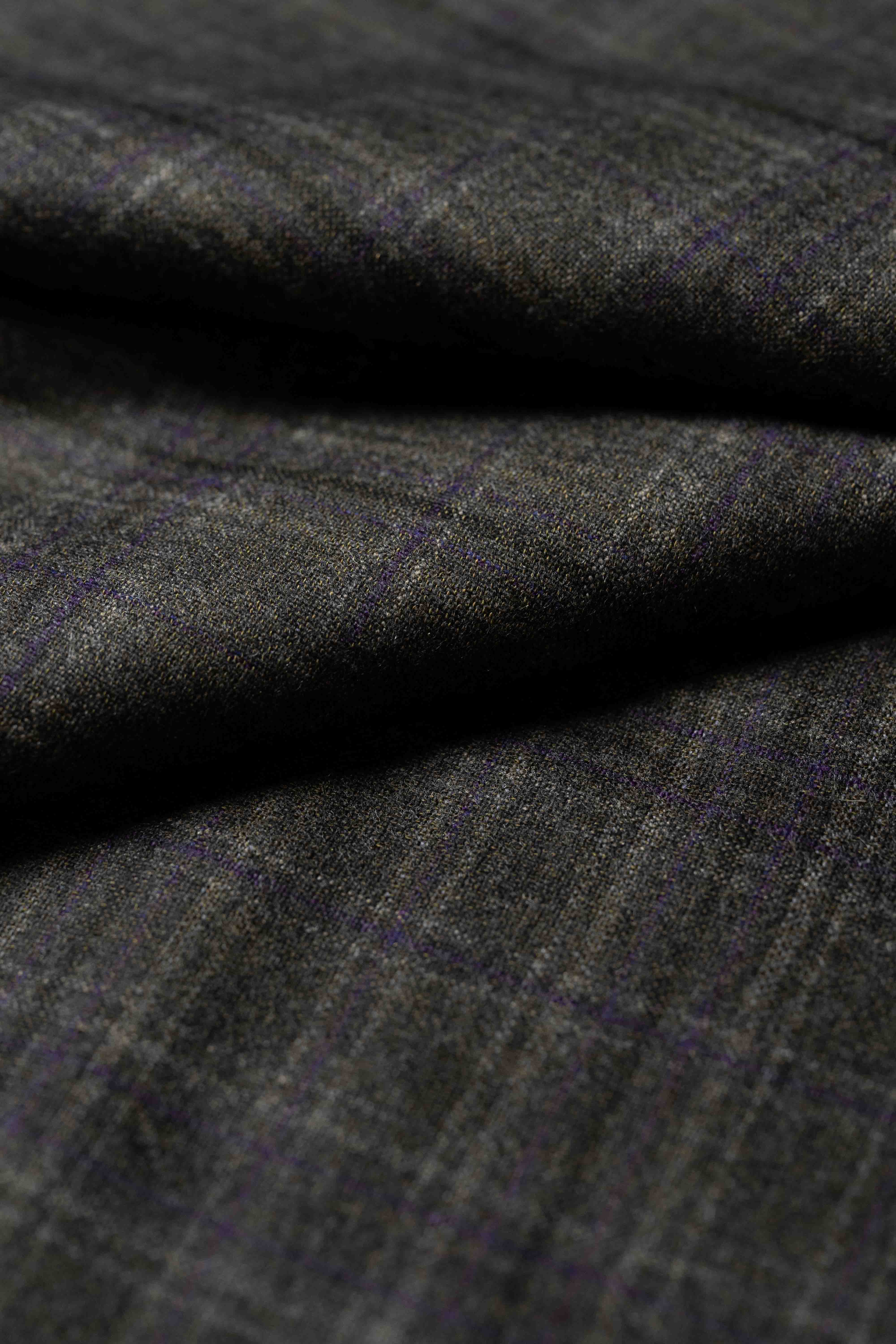 Brown Check Cashmere Wool Suit Jacket Fabric