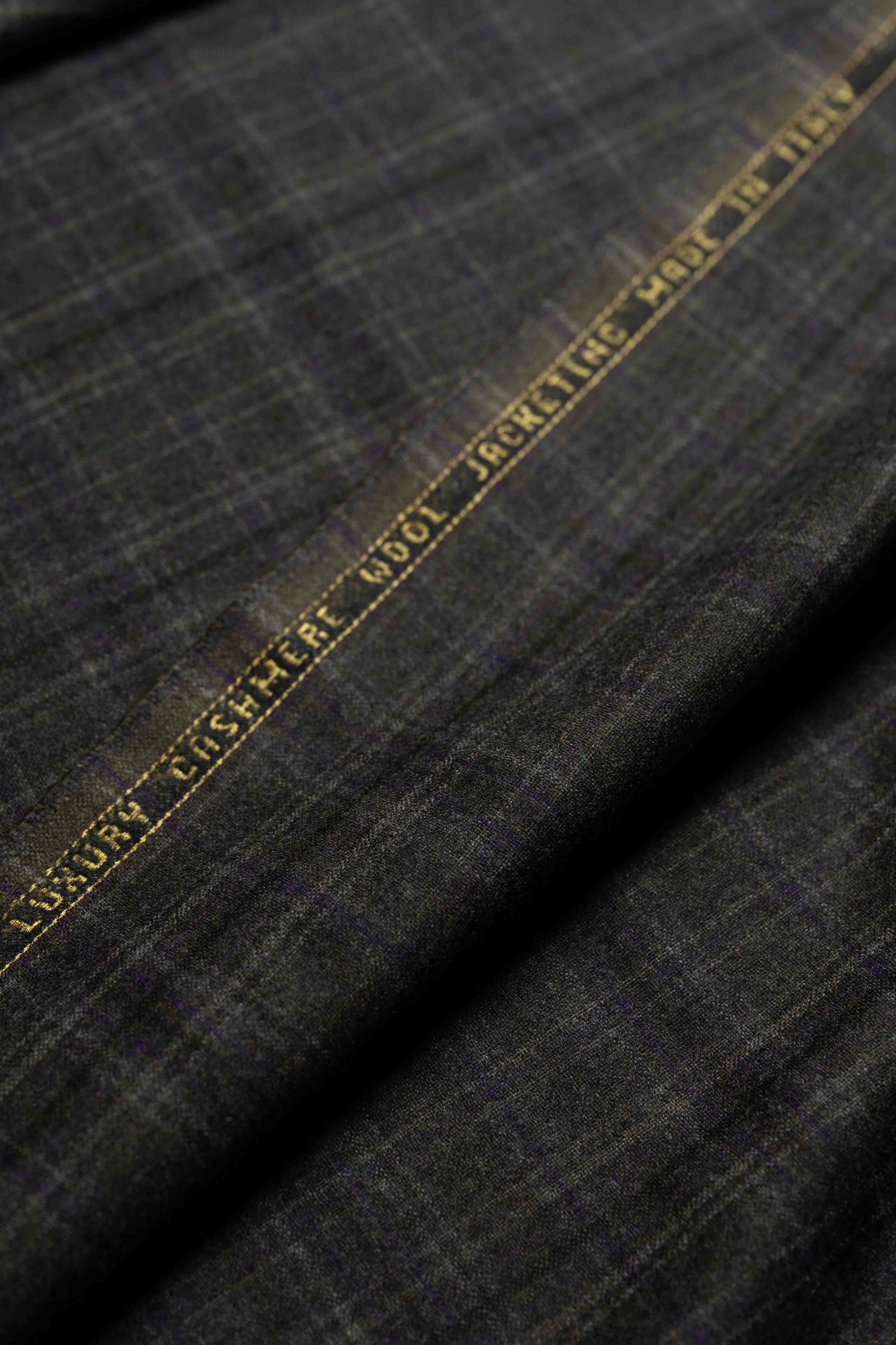 Brown Check Cashmere Wool Suit Jacket Fabric