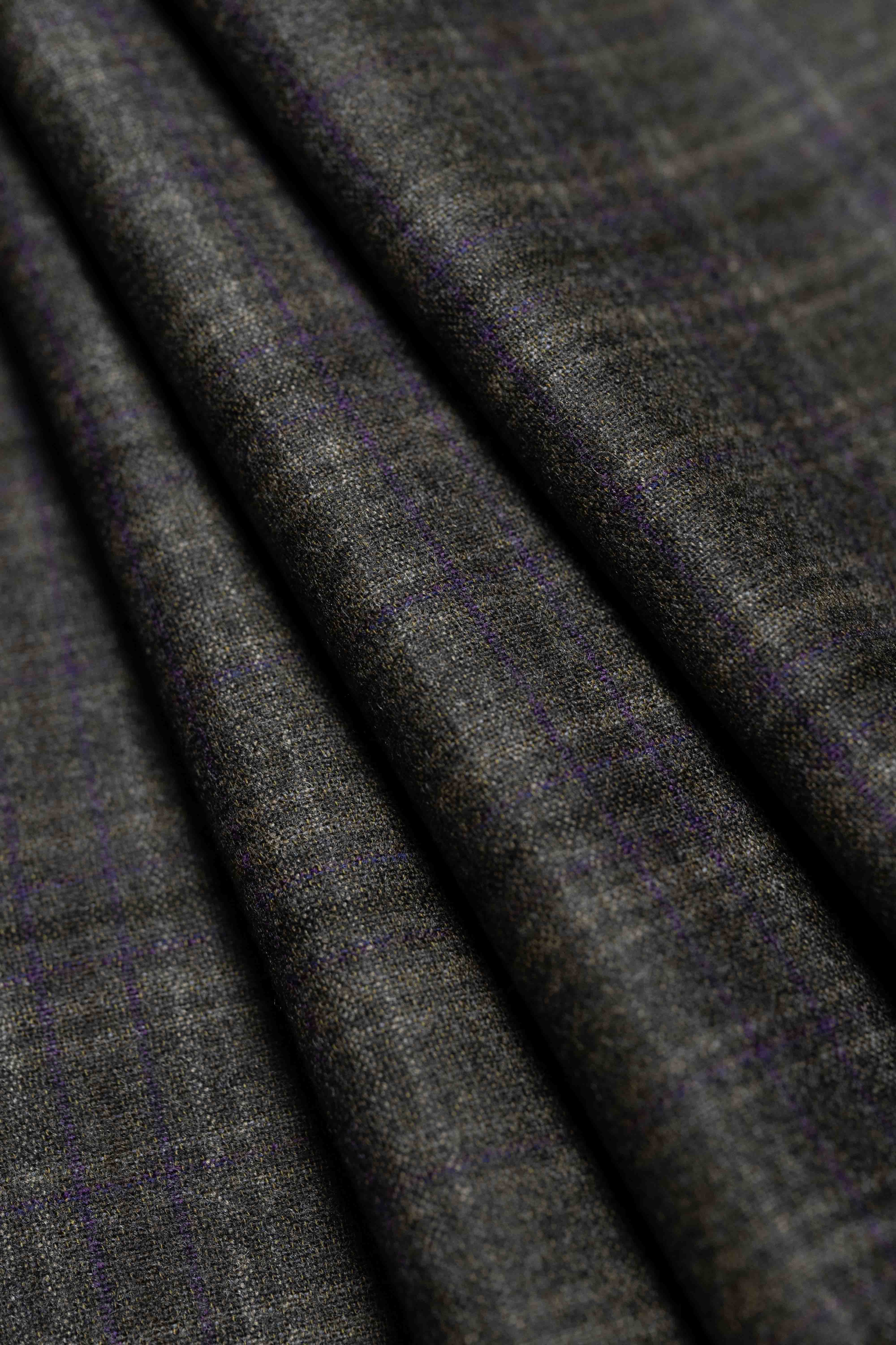 Brown Check Cashmere Wool Suit Jacket Fabric