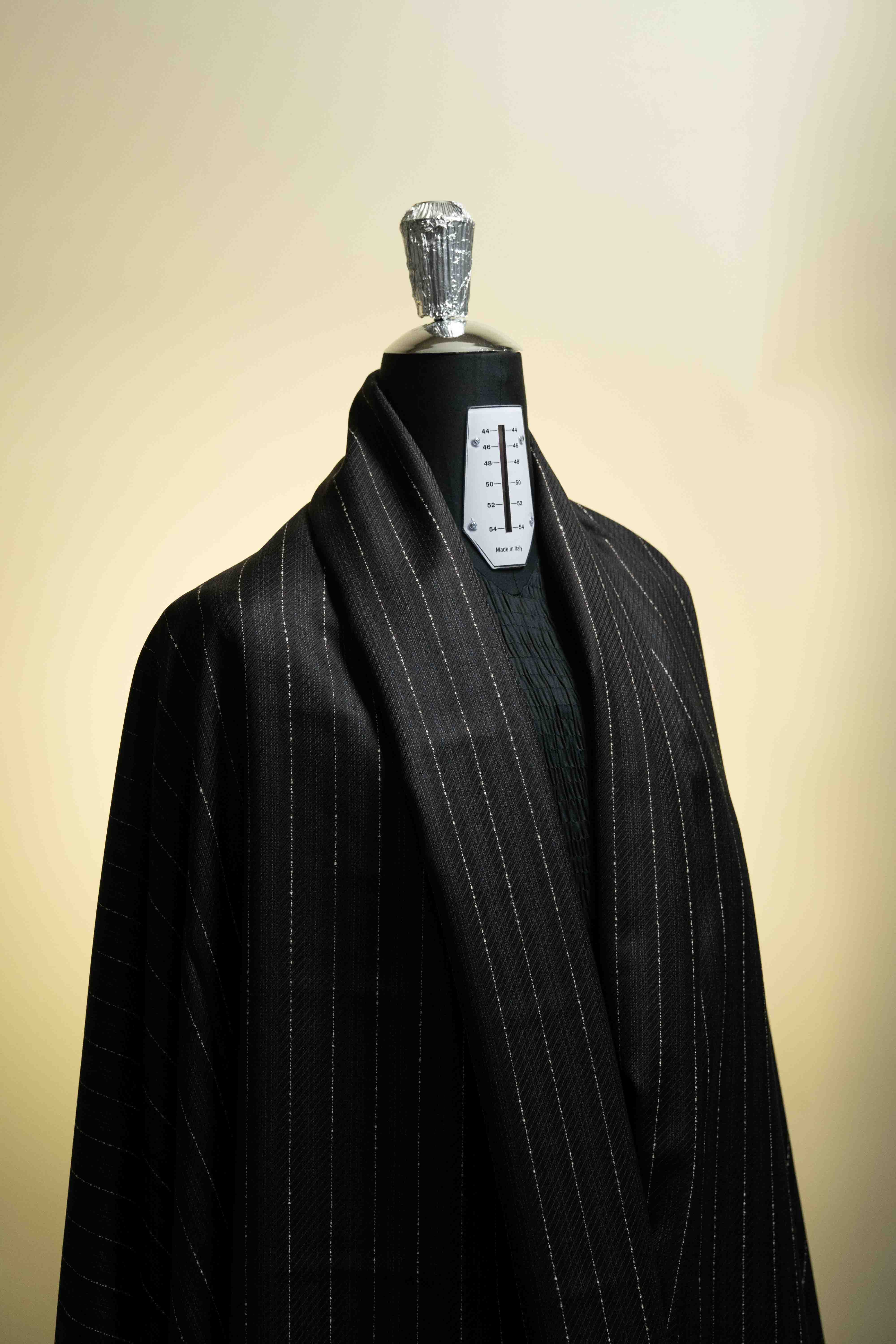 Dormeuil Black & White Stripe Wool Suiting