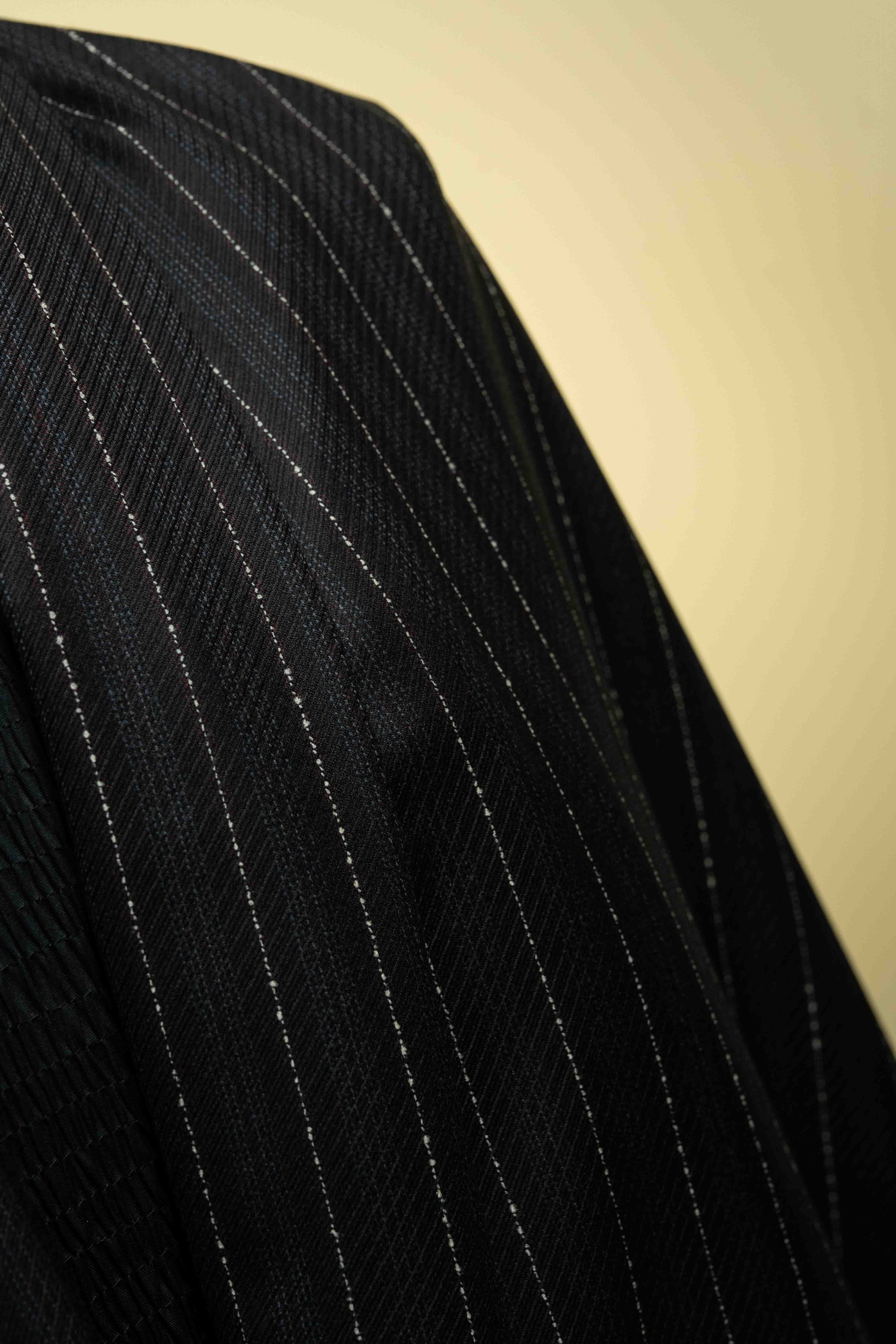 Dormeuil Black & White Stripe Wool Suiting