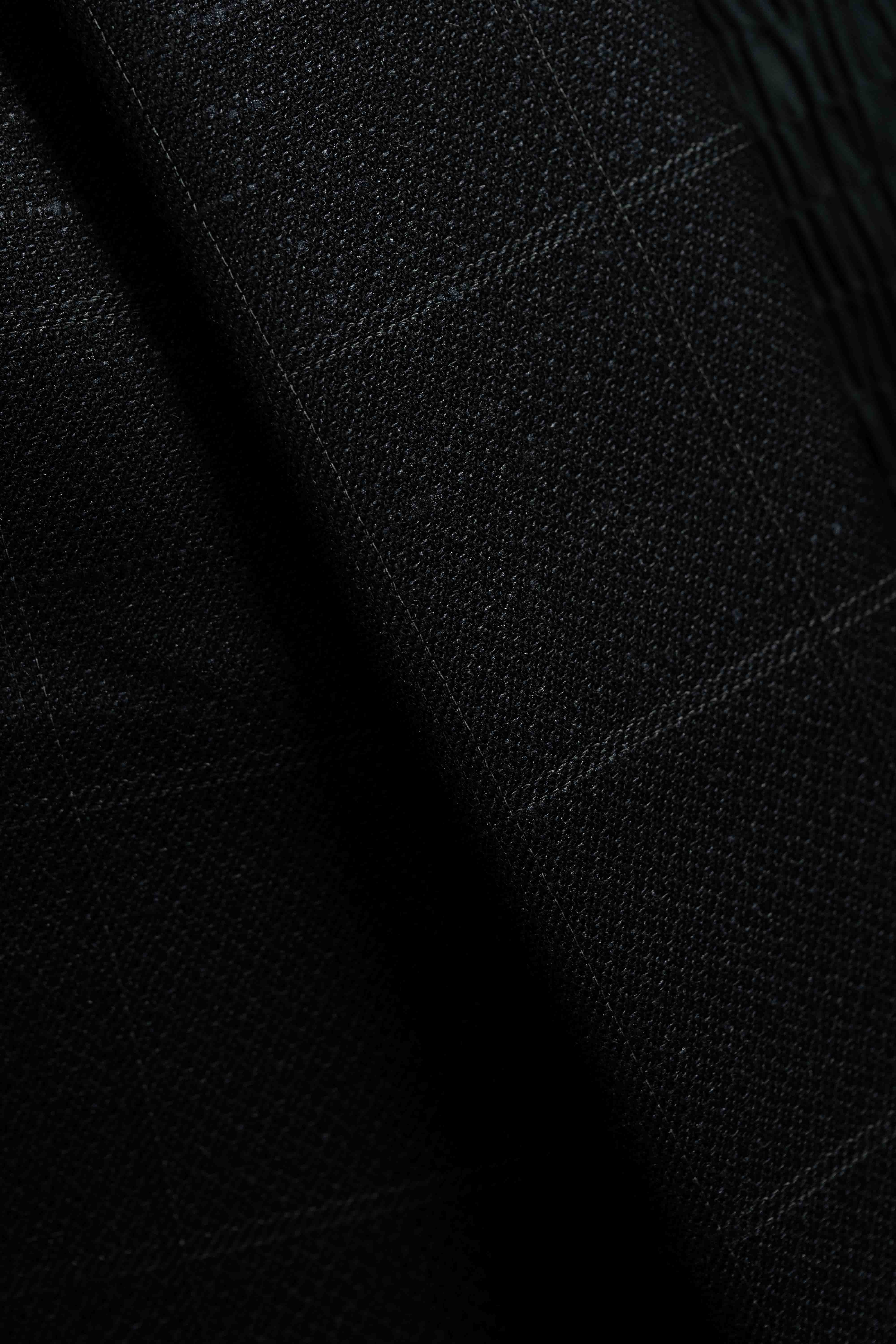 VBC Black Check Wool & Silk Suit Fabric