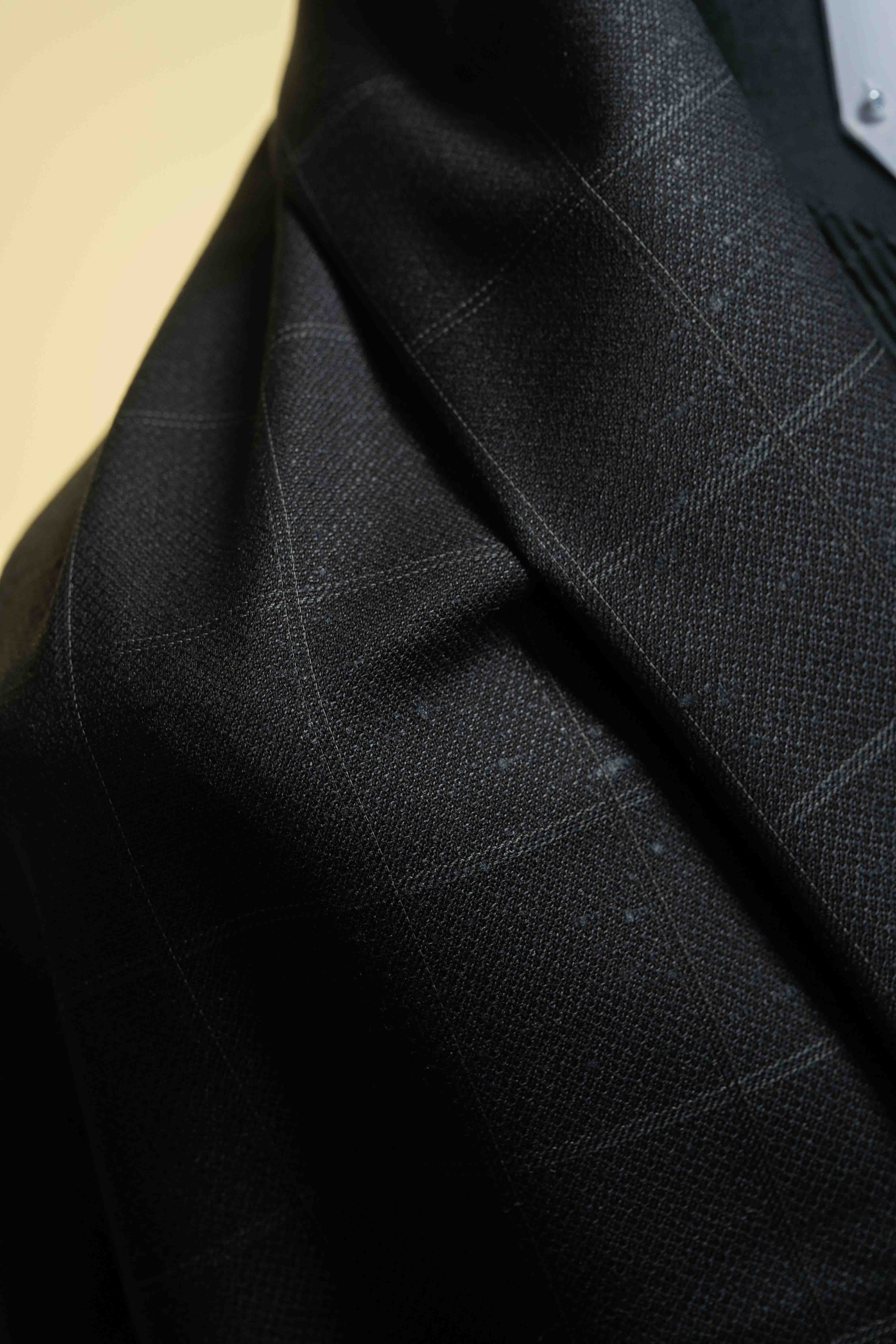 VBC Black Check Wool & Silk Suit Fabric