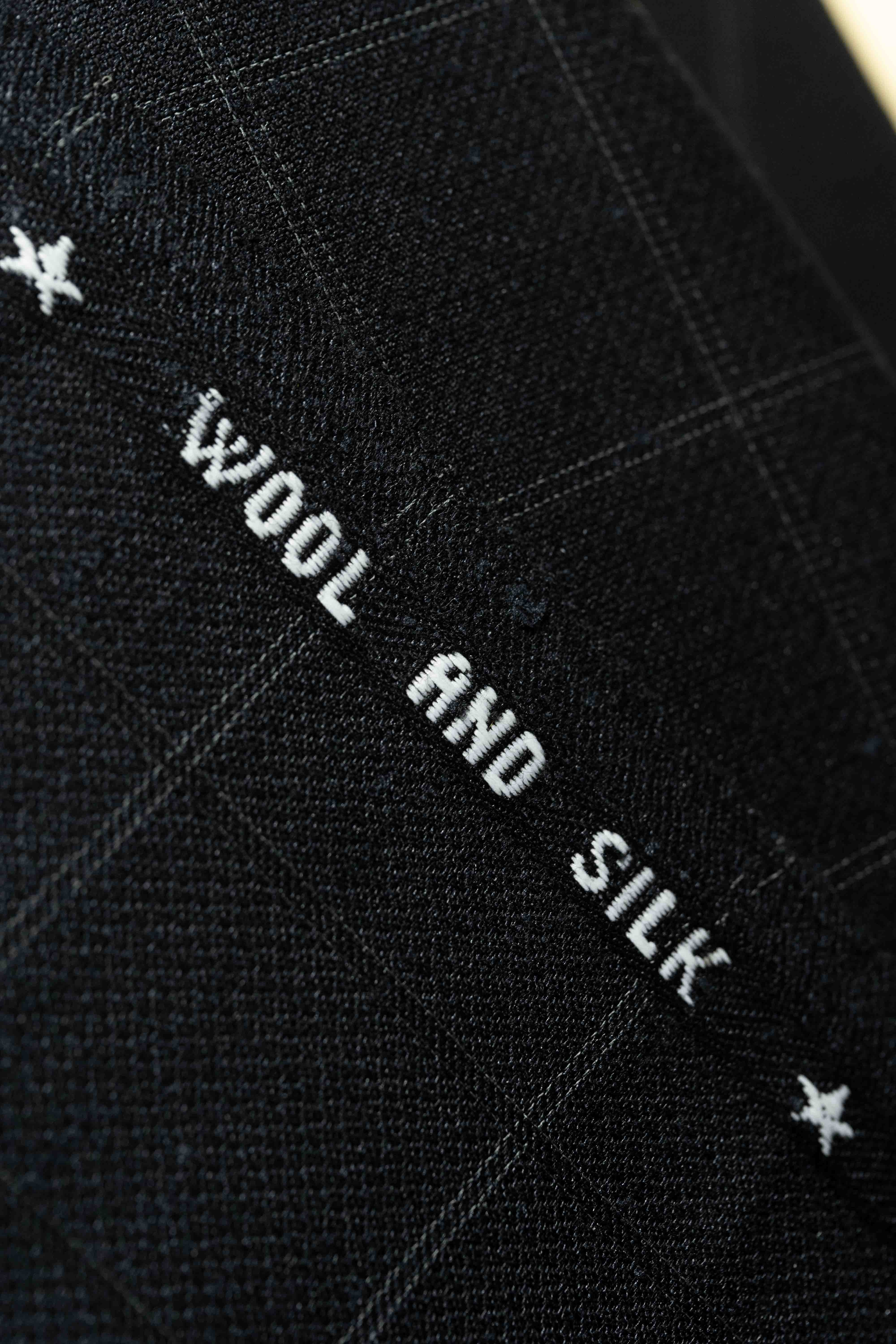 VBC Black Check Wool & Silk Suit Fabric