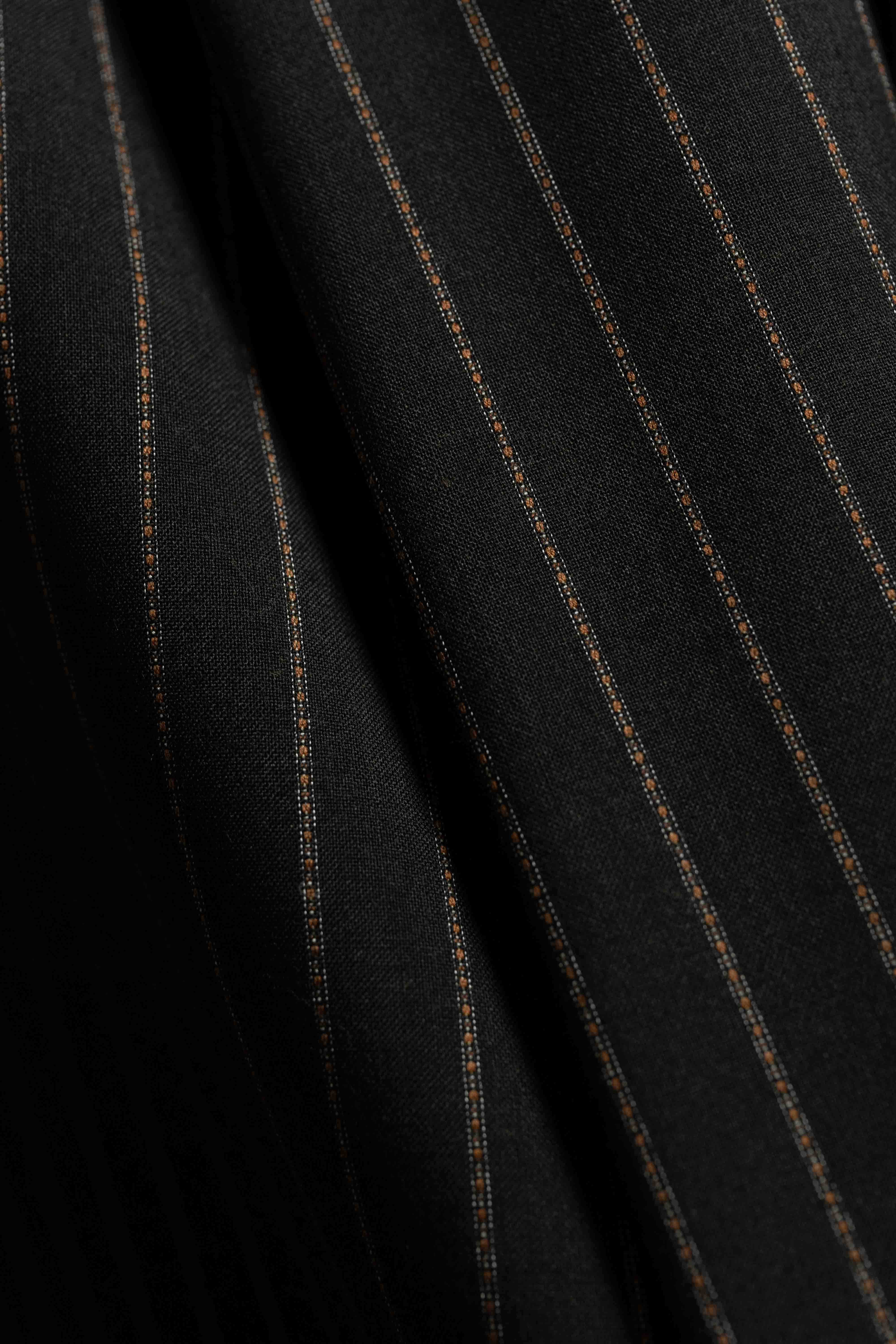Brown Stripe Wool & Terylene Suit Fabric from John Coope