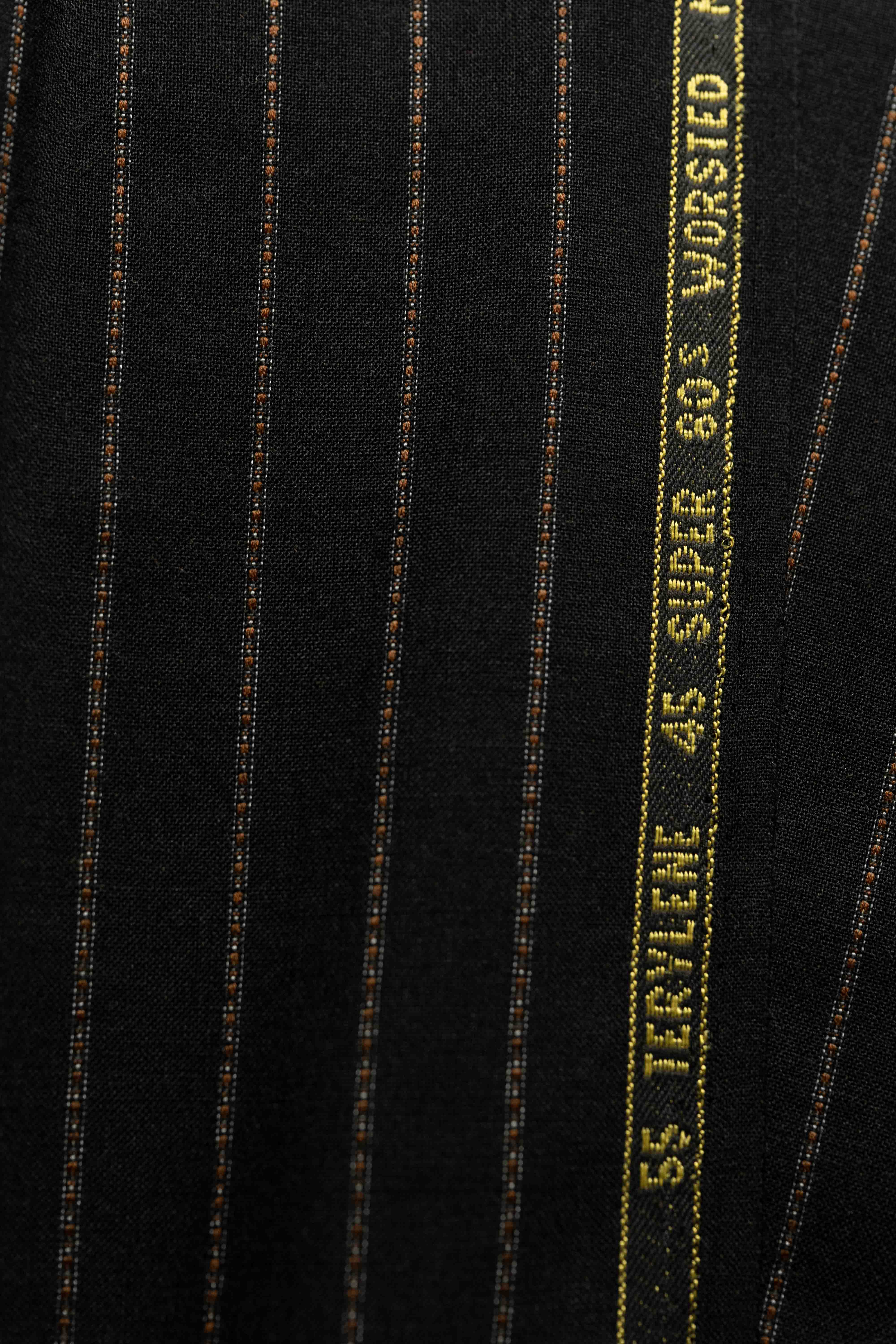 Brown Stripe Wool & Terylene Suit Fabric from John Coope