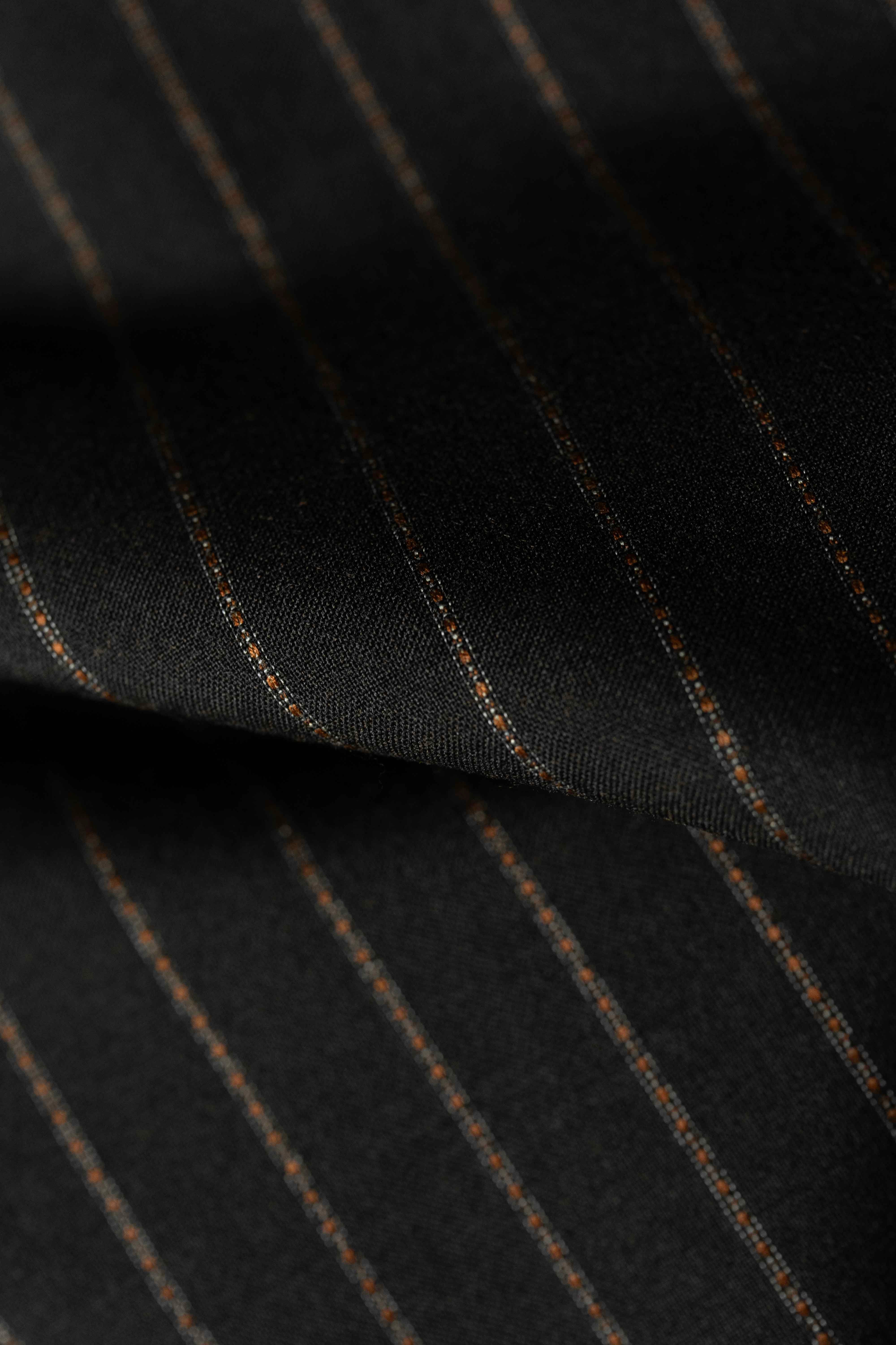 Brown Stripe Wool & Terylene Suit Fabric from John Coope