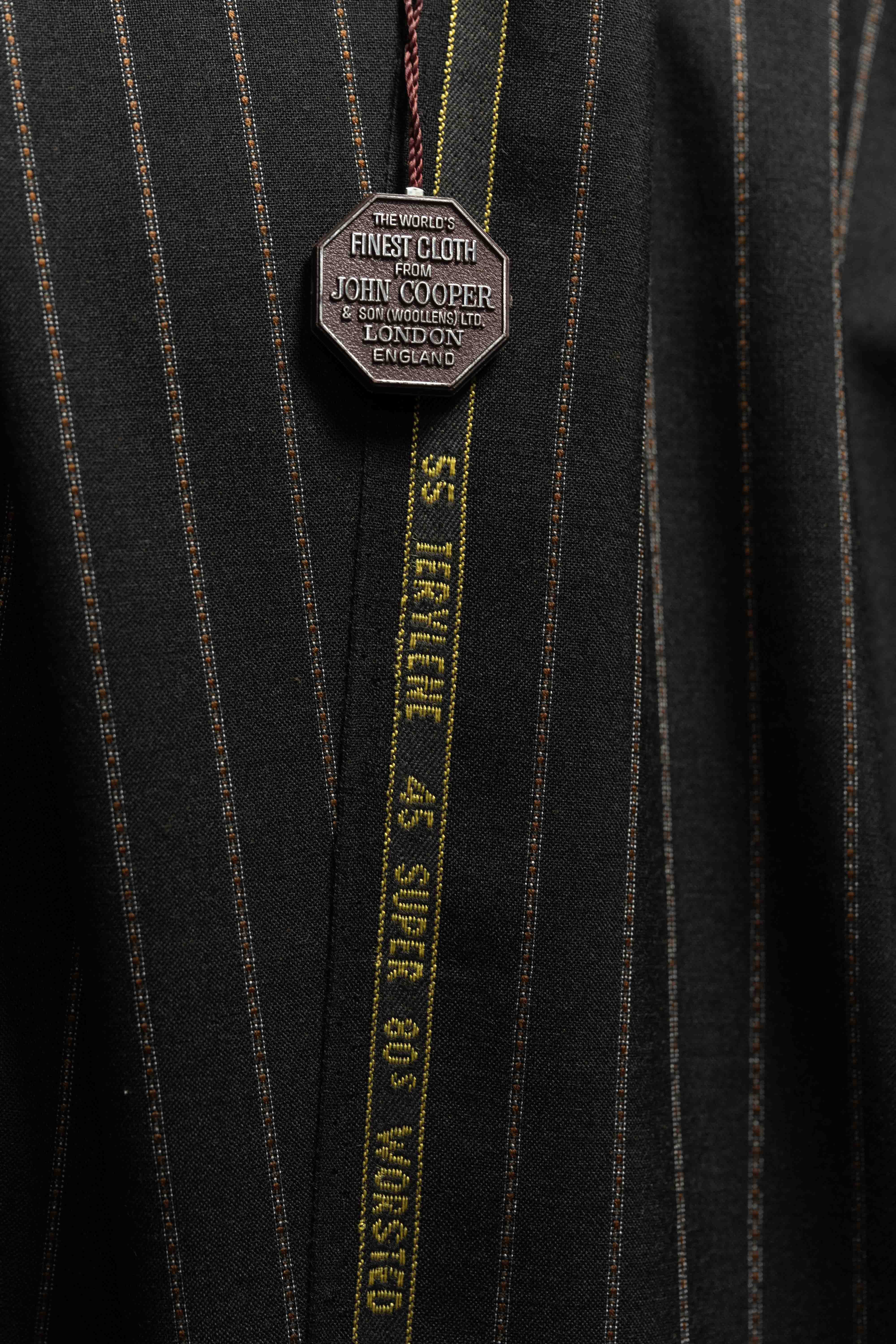 Brown Stripe Wool & Terylene Suit Fabric from John Coope
