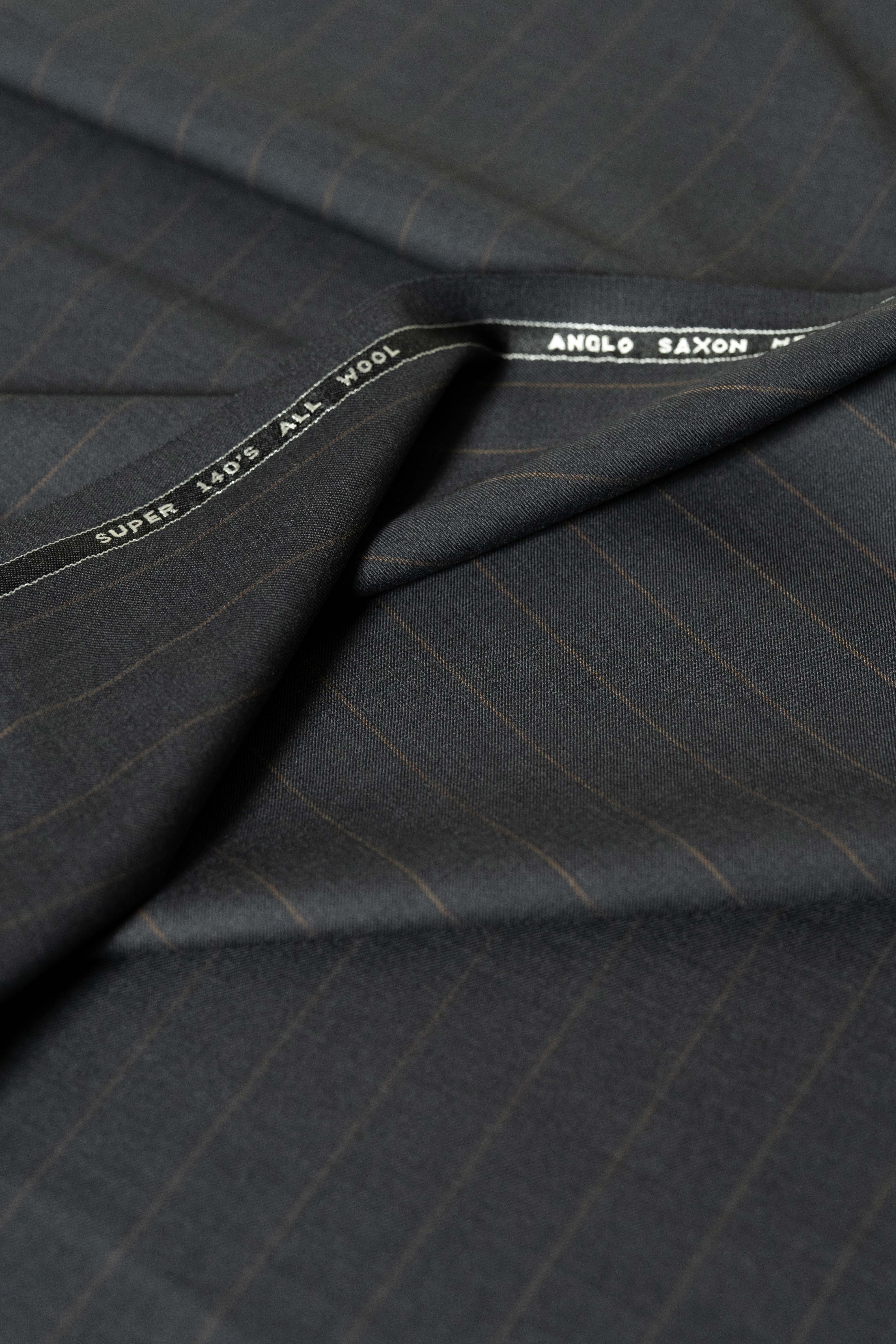 Barrington MidGrey Stripe Super 140's Suit Fabric (16043x)-3.5m - Yoo's Club