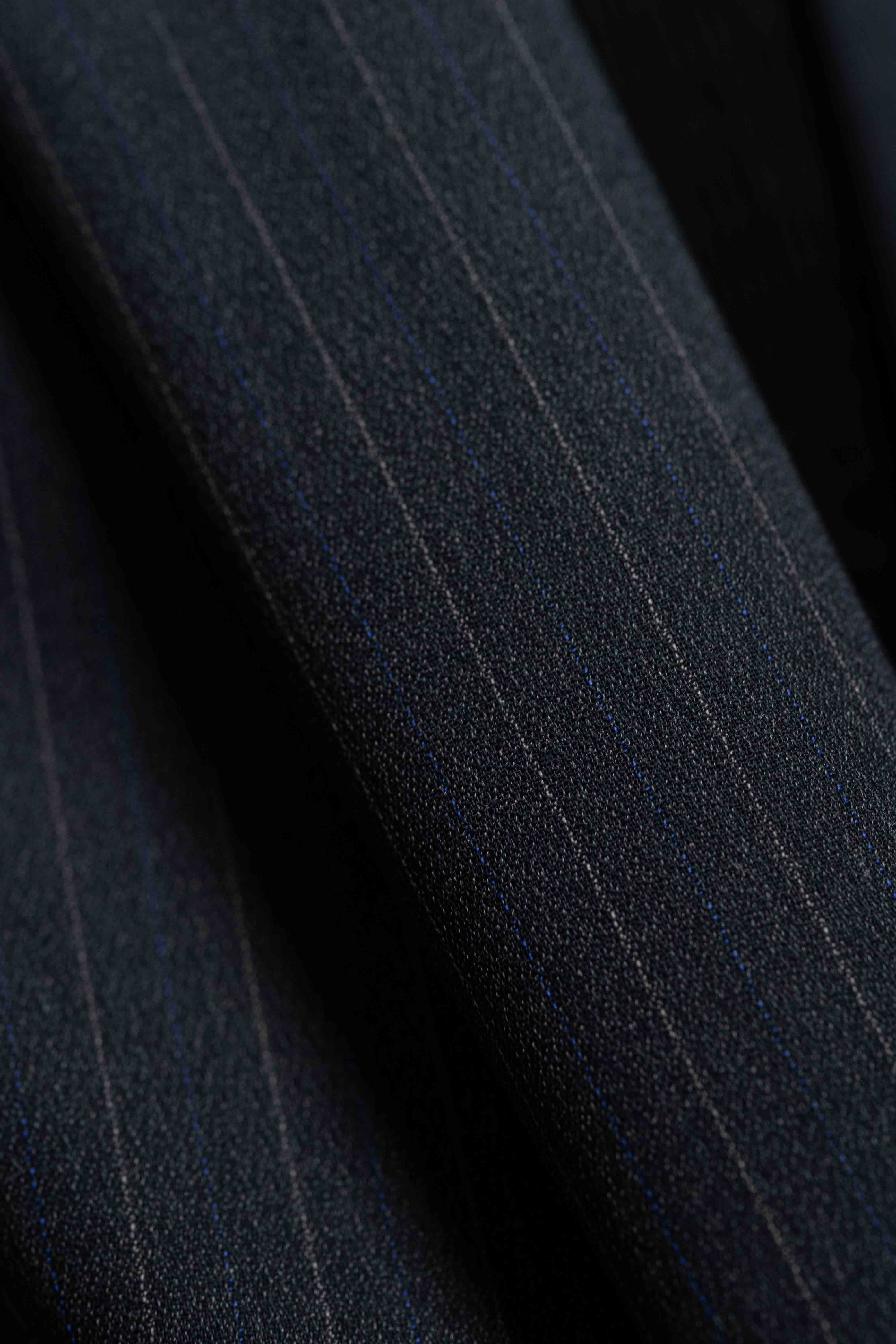 Scabal Navy Stripe Anti-Wrinkle Wool Suit Fabric