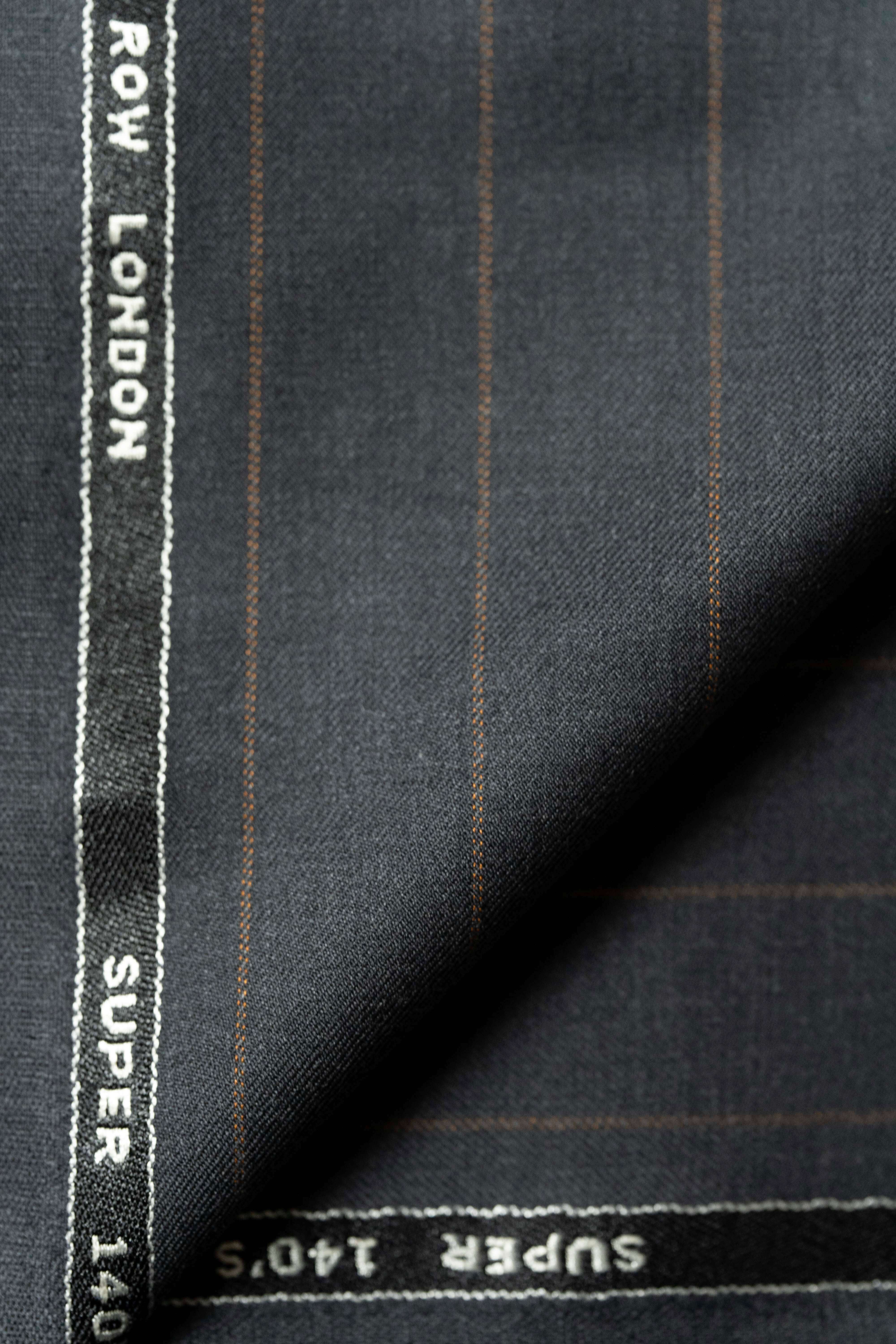 Barrington MidGrey Stripe Super 140's Suit Fabric (16043x)-3.5m - Yoo's Club
