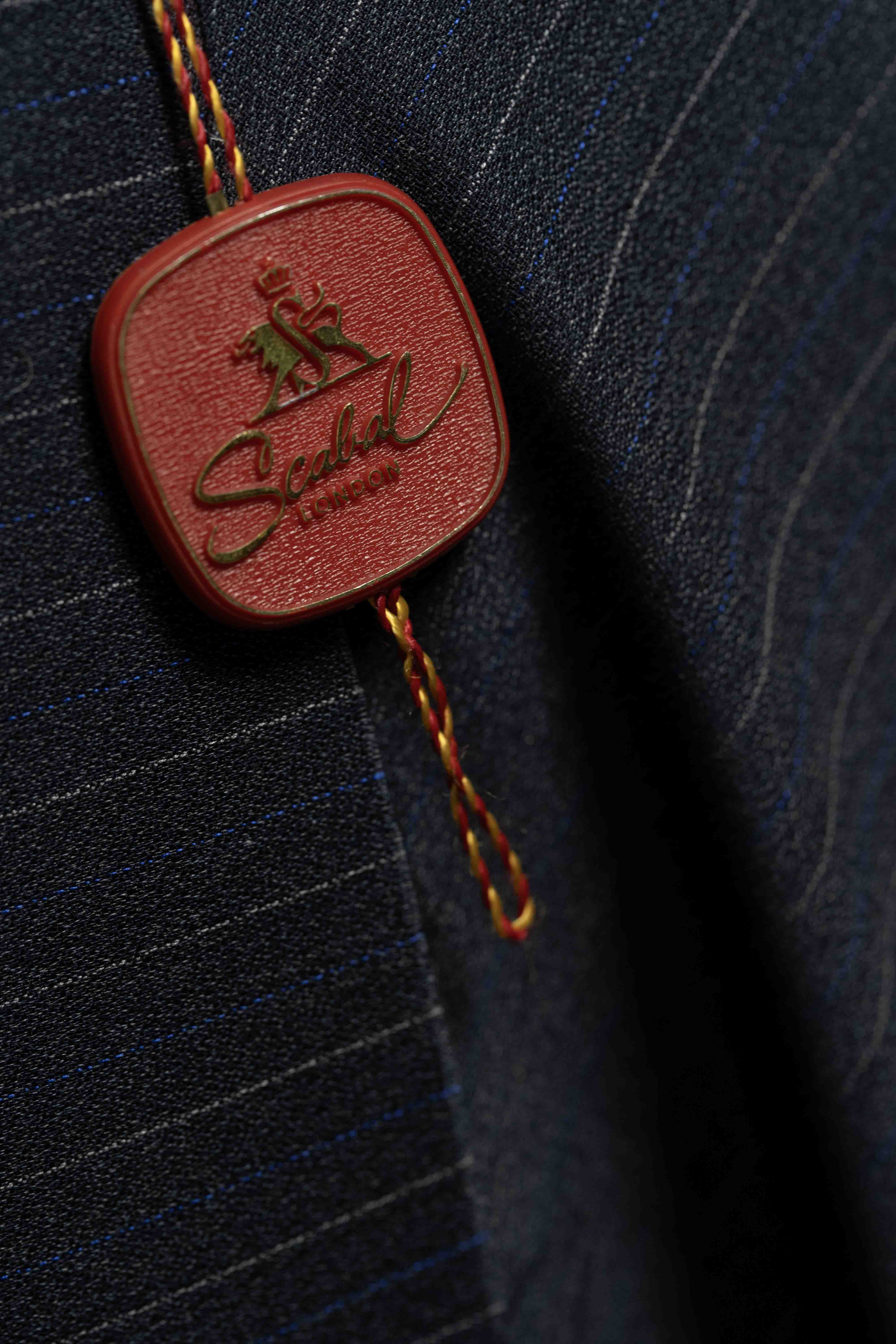Scabal Navy Stripe Anti-Wrinkle Wool Suit Fabric