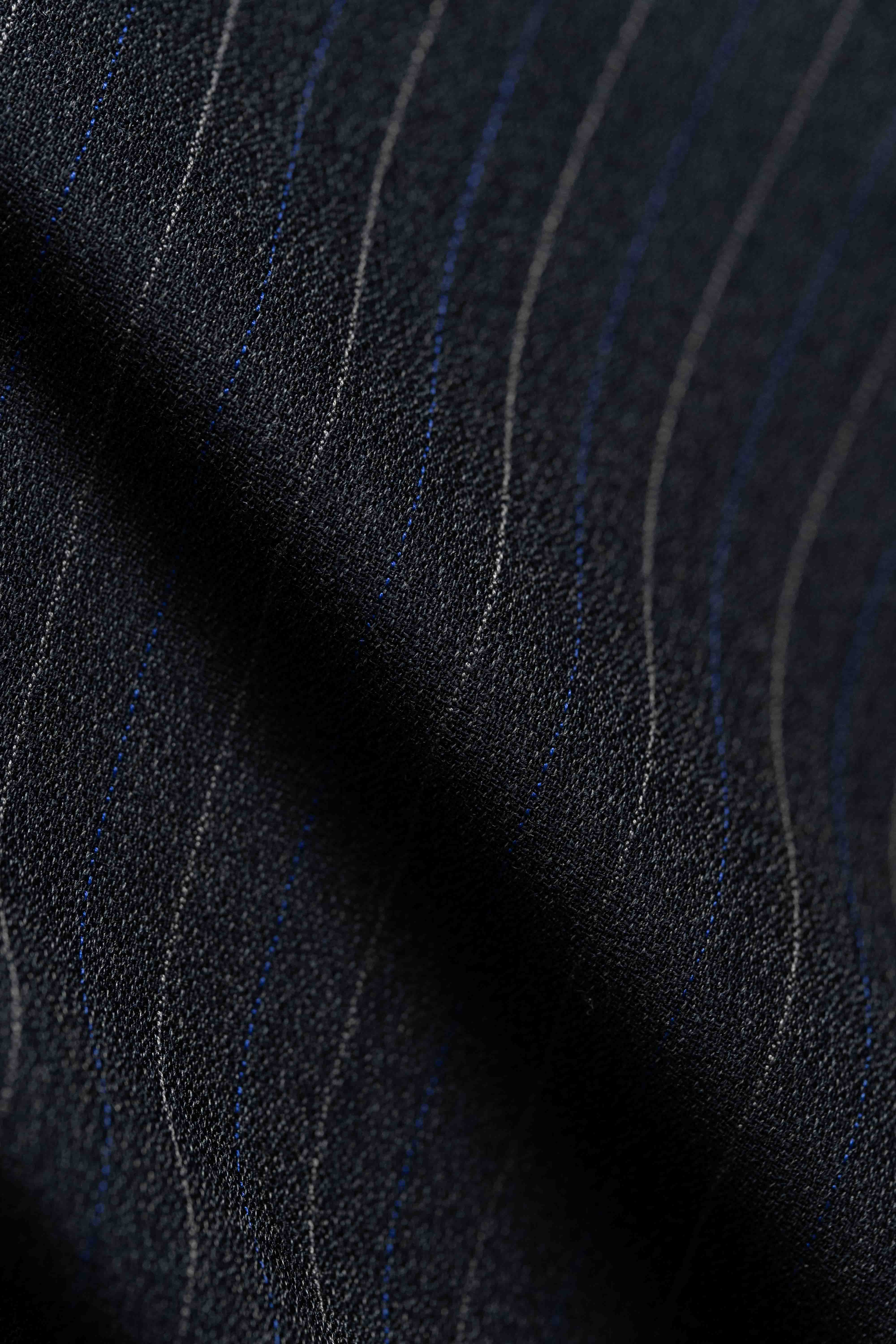 Scabal Navy Stripe Anti-Wrinkle Wool Suit Fabric