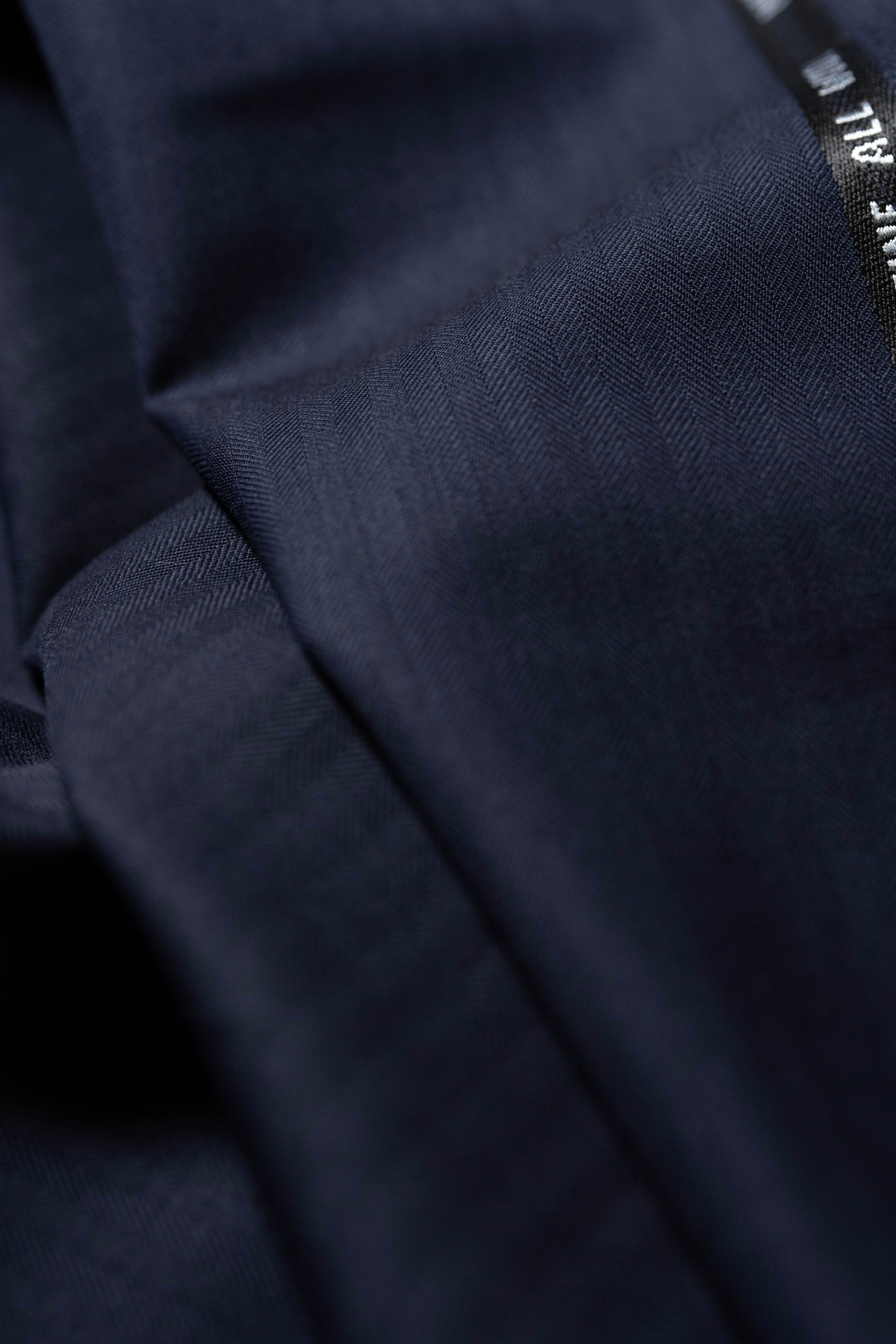 Barrington Navy Herringbone Wool Suit Fabric (15033)-3m - Yoo's Club