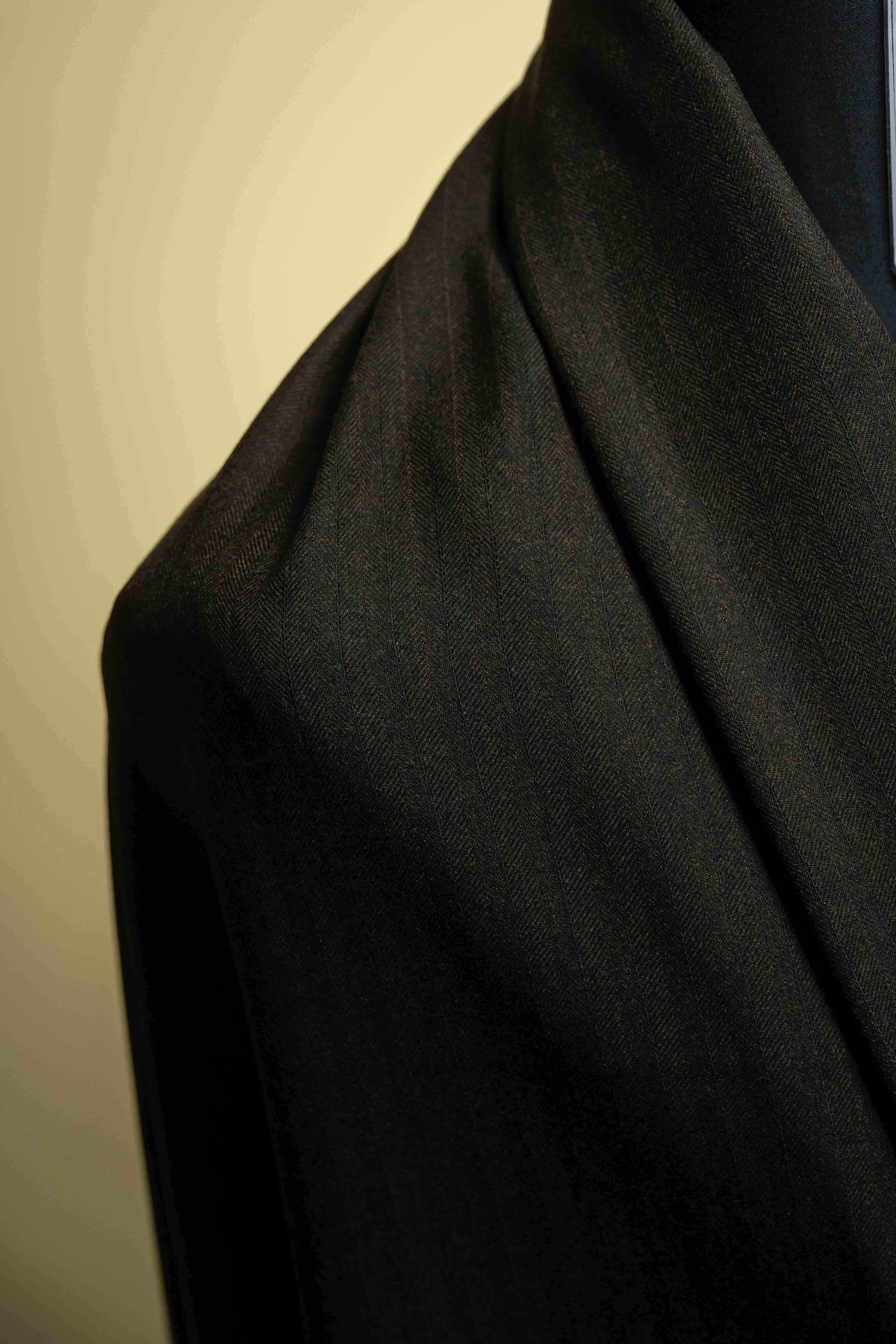 Dark Brown Herringbone Super 90's & Vicuna Suit Fabric