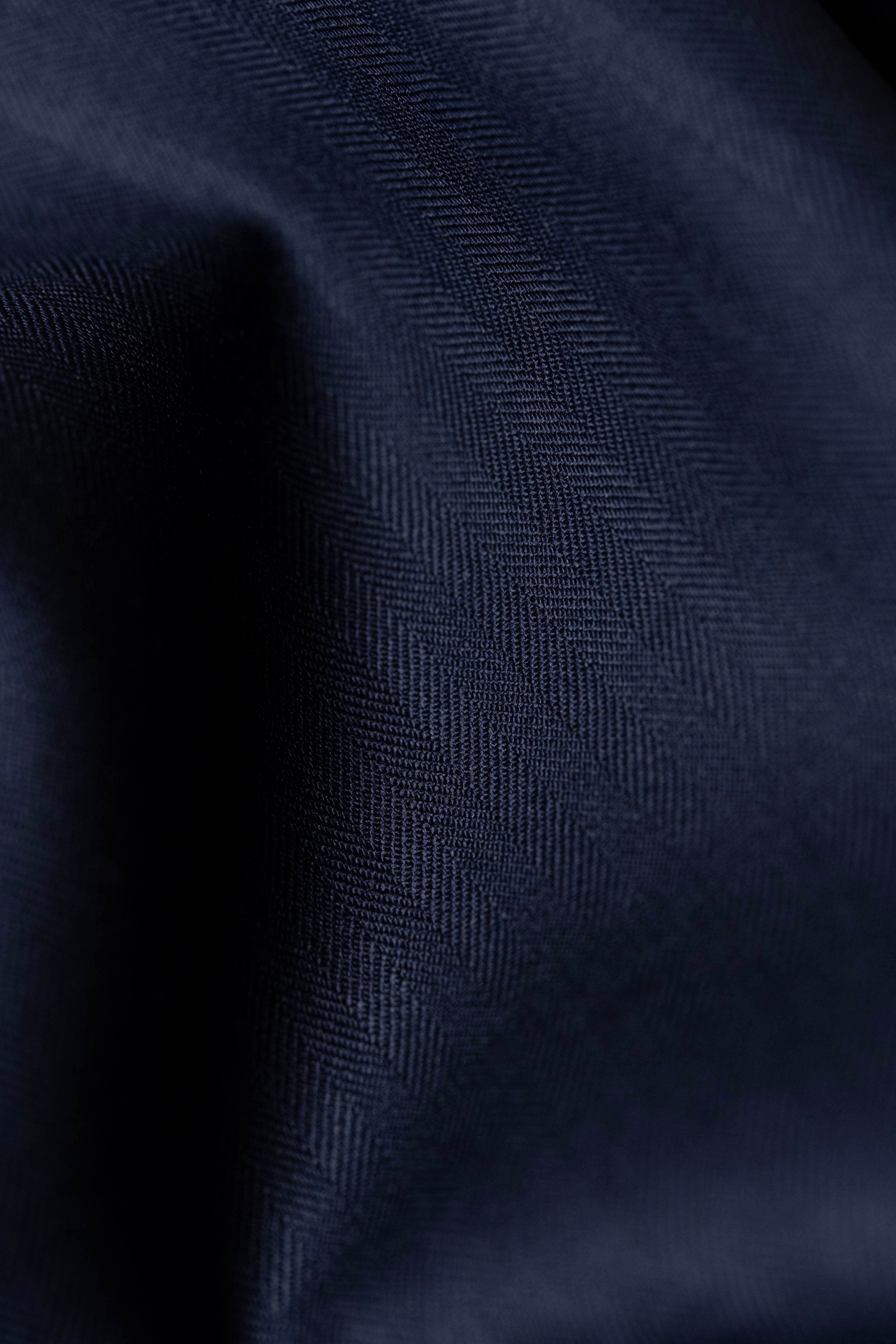 Barrington Navy Herringbone Wool Suit Fabric (15033)-3m - Yoo's Club