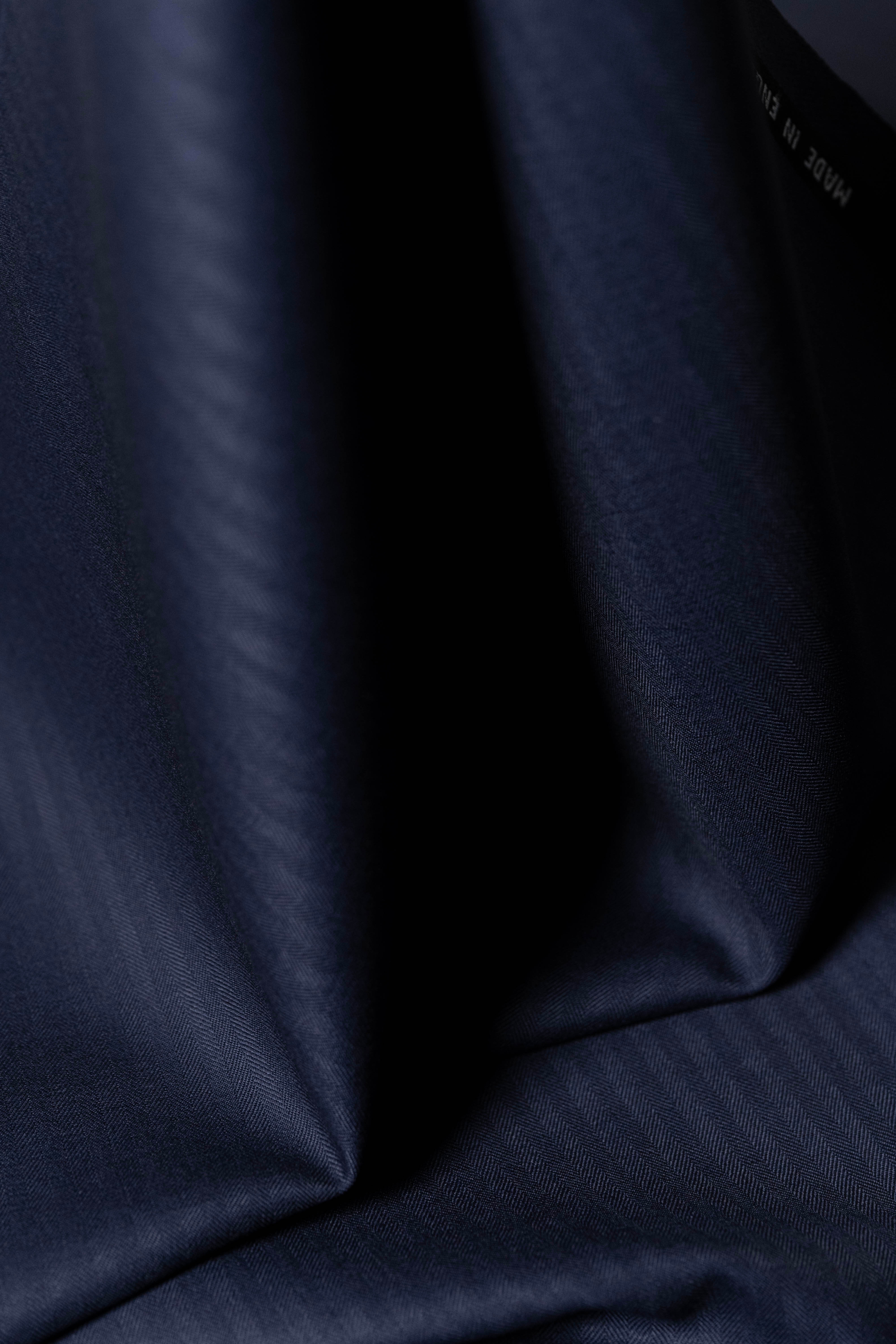 Barrington Navy Herringbone Wool Suit Fabric (15033)-3m - Yoo's Club