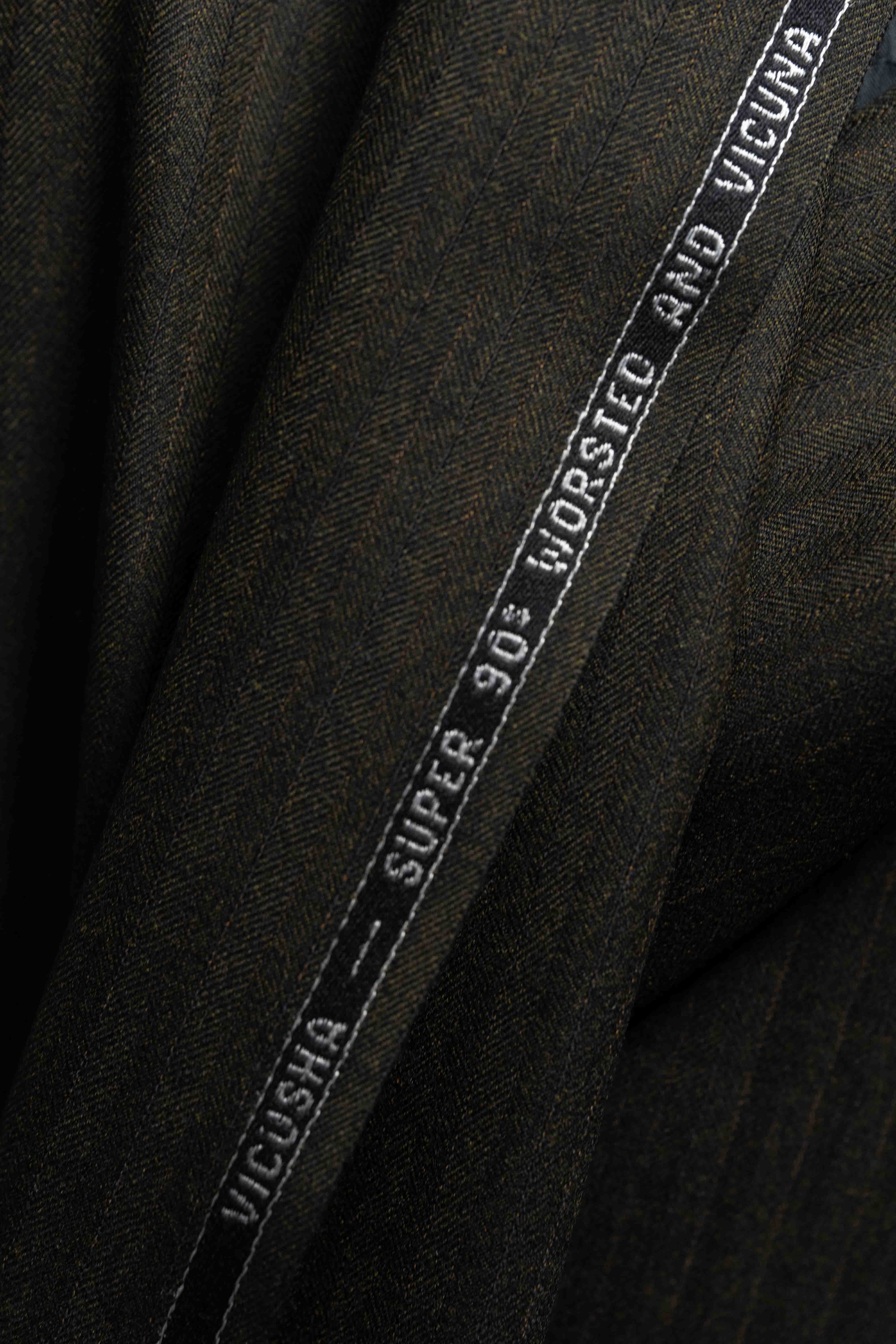 Dark Brown Herringbone Super 90's & Vicuna Suit Fabric