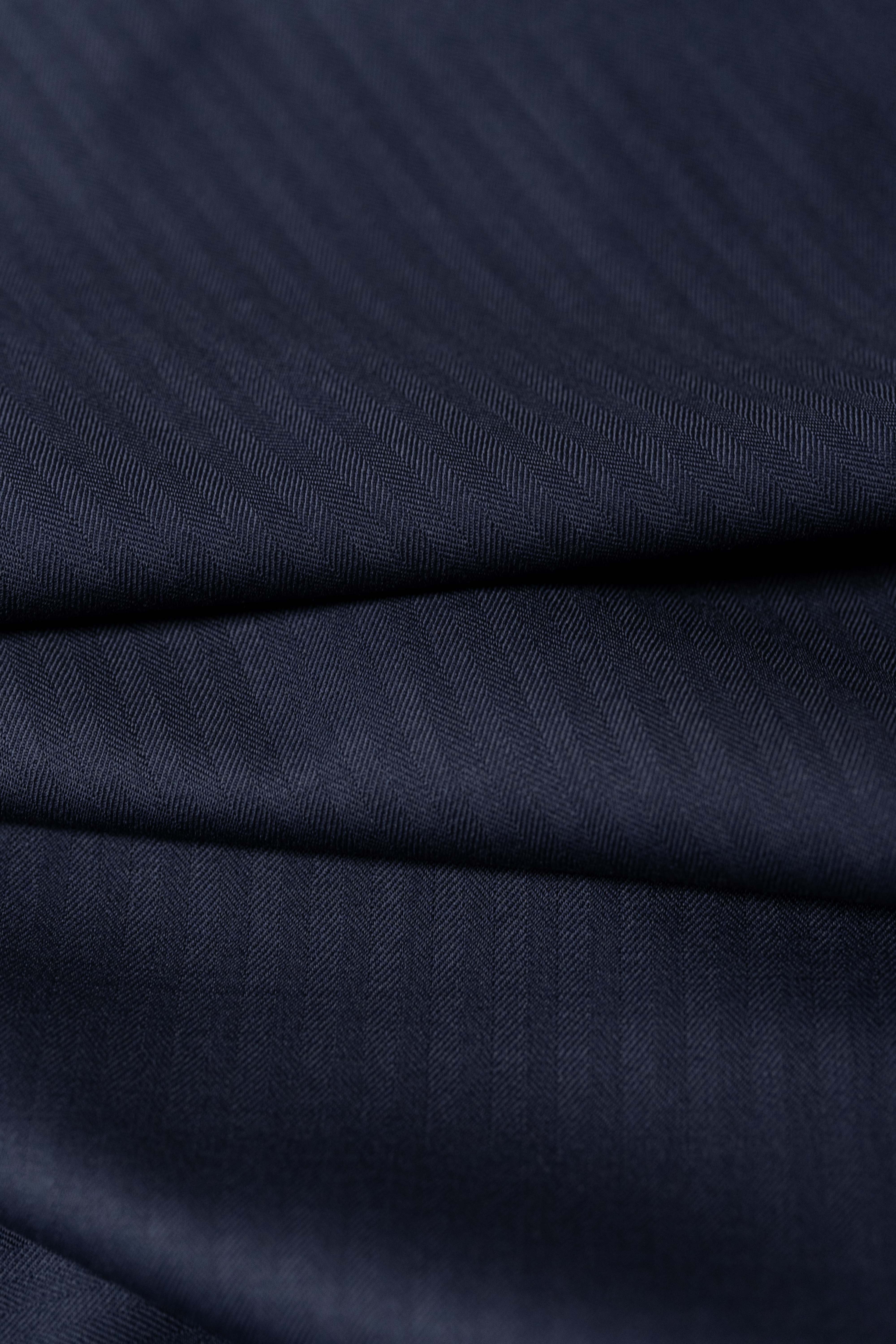 Barrington Navy Herringbone Wool Suit Fabric (15033)-3m - Yoo's Club