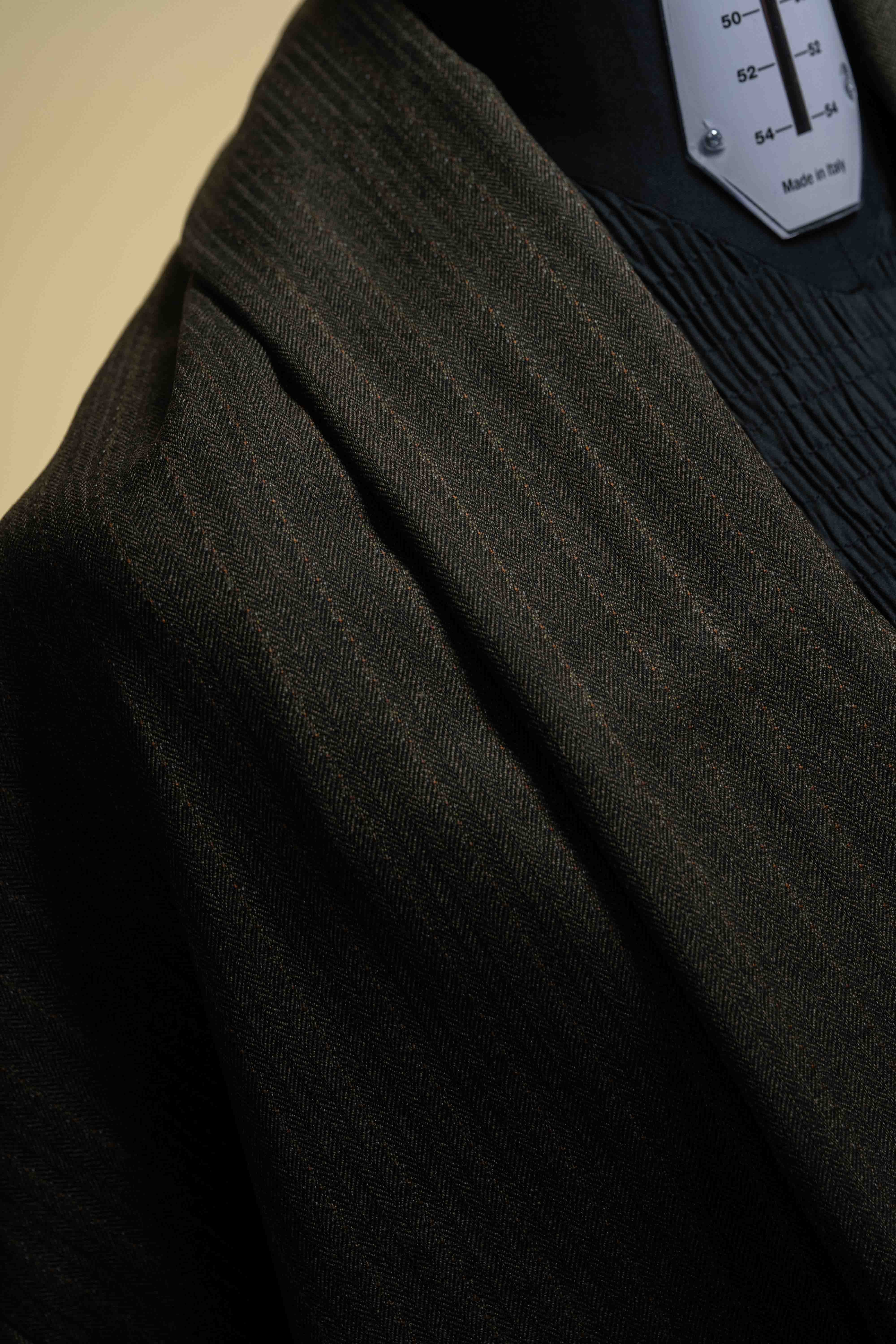 Brown Herringbone Stripe Wool Cashmere Suit Fabri