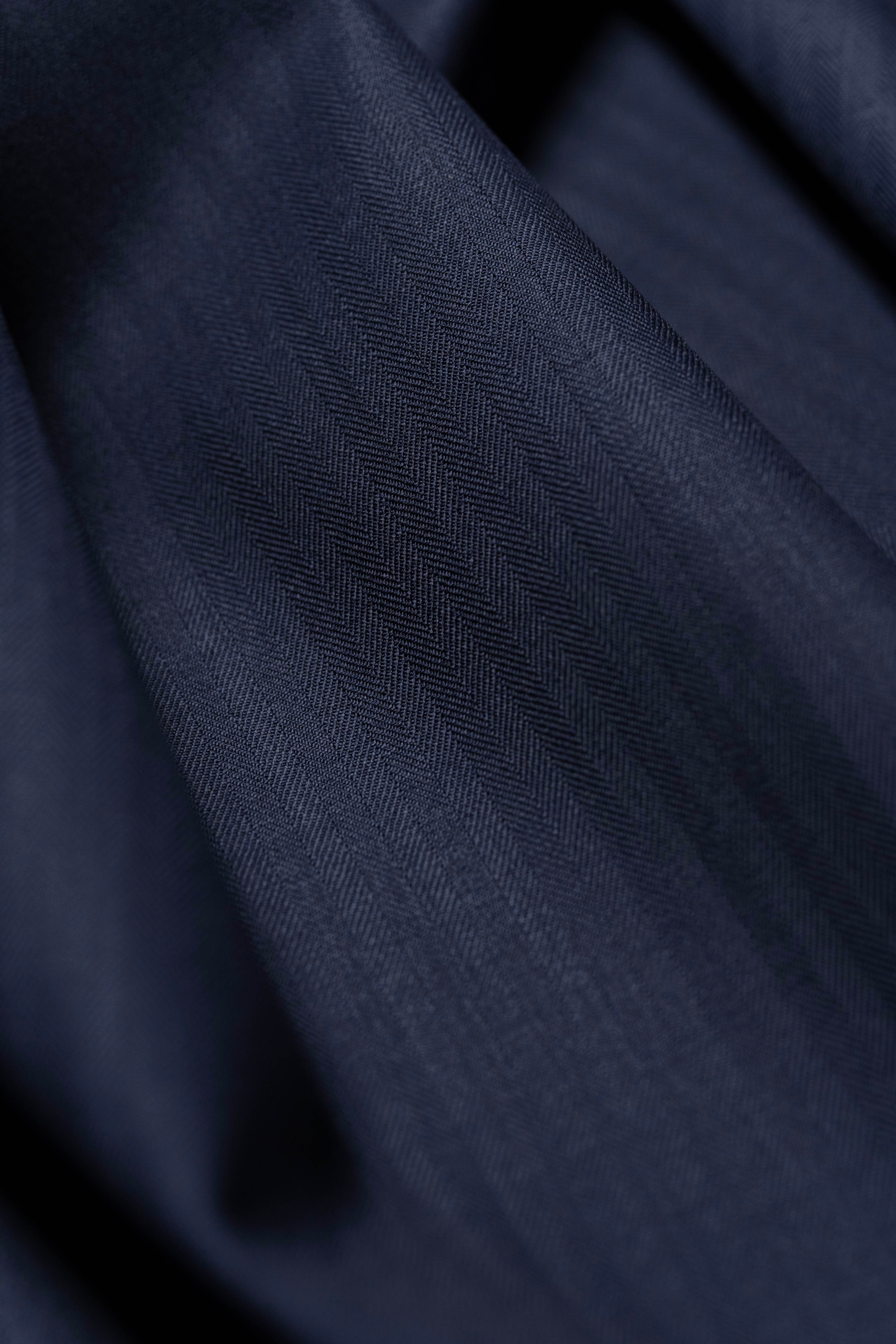Barrington Navy Herringbone Wool Suit Fabric (15033)-3m - Yoo's Club