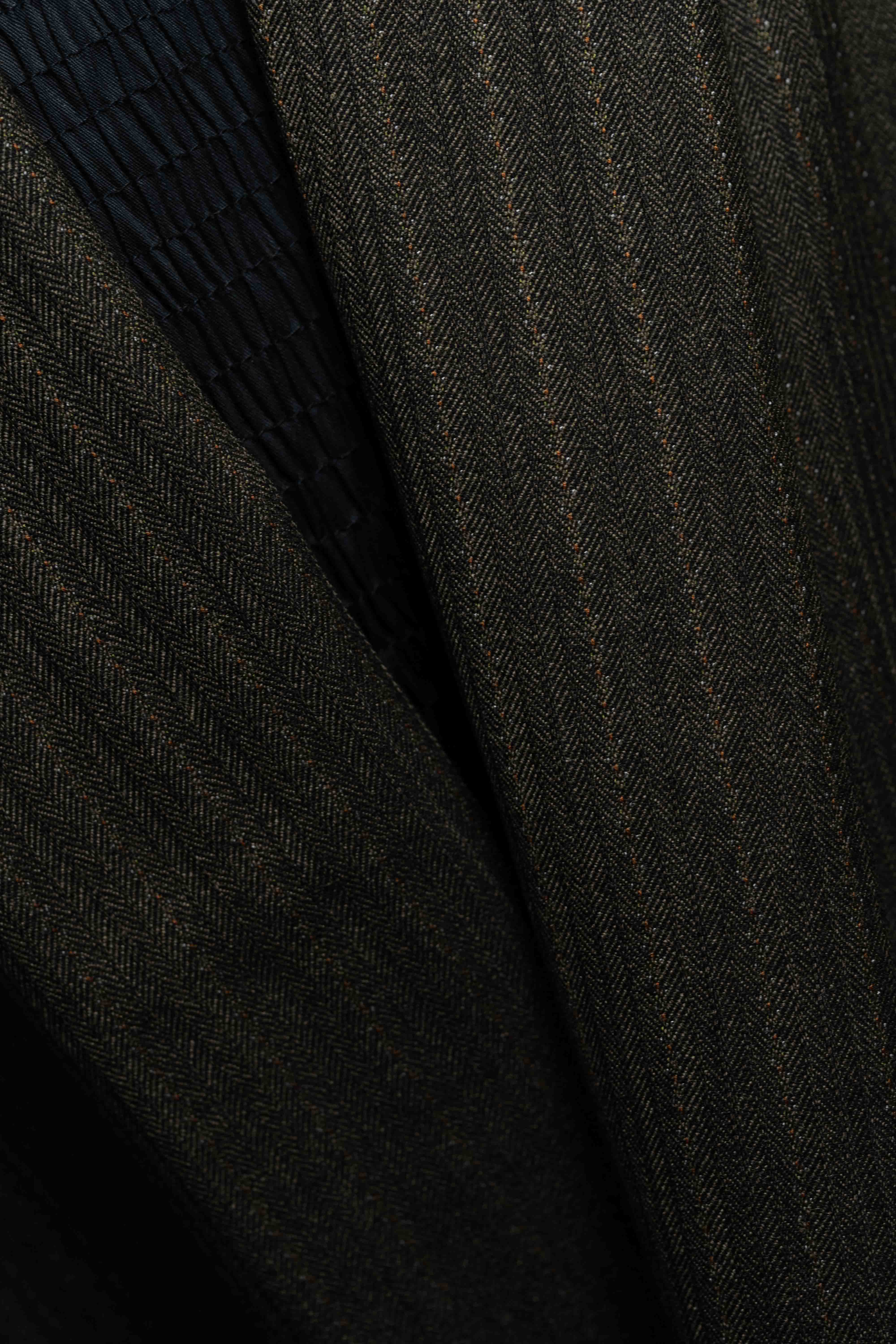 Brown Herringbone Stripe Wool Cashmere Suit Fabri