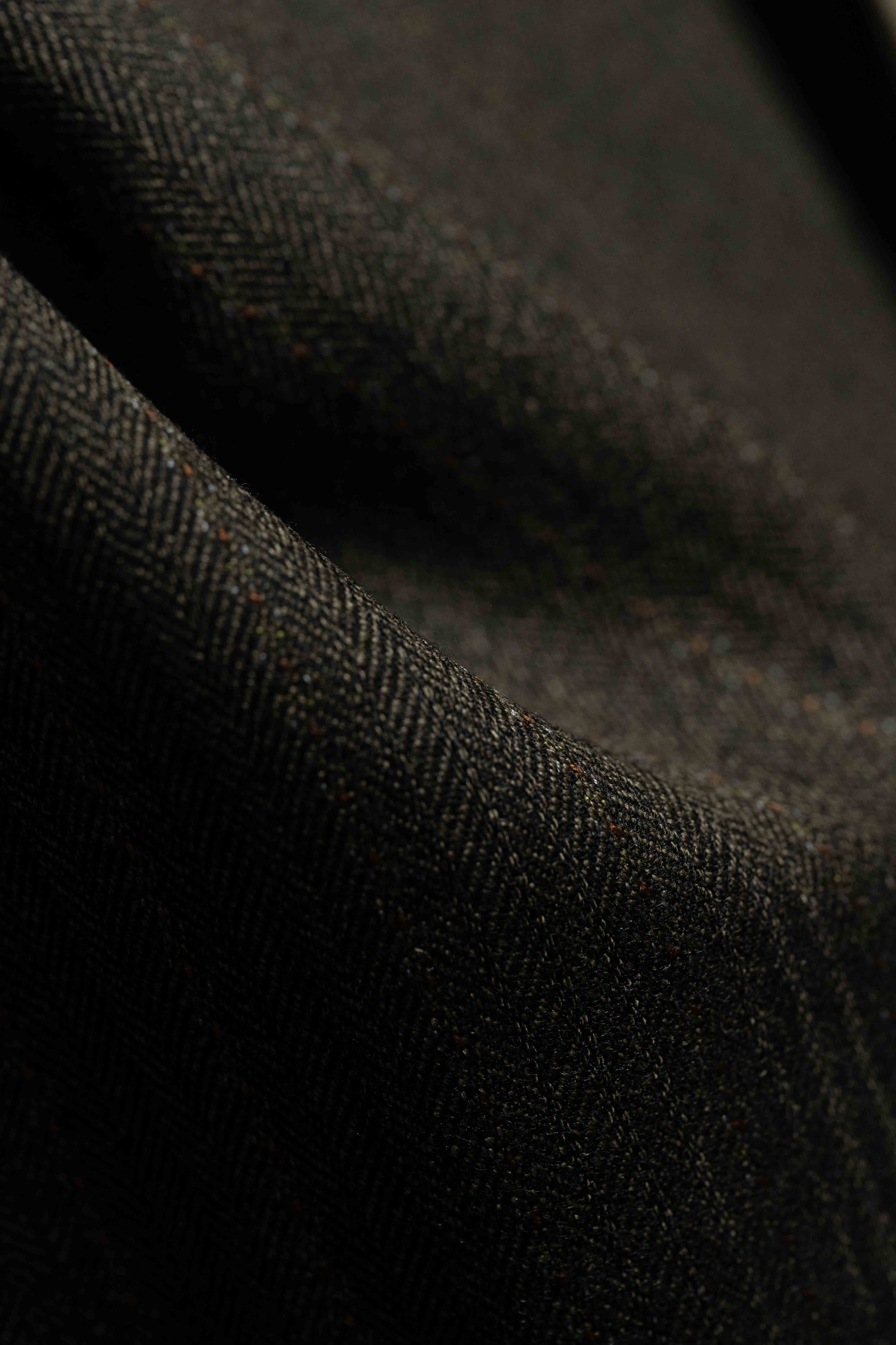 Brown Herringbone Stripe Wool Cashmere Suit Fabri