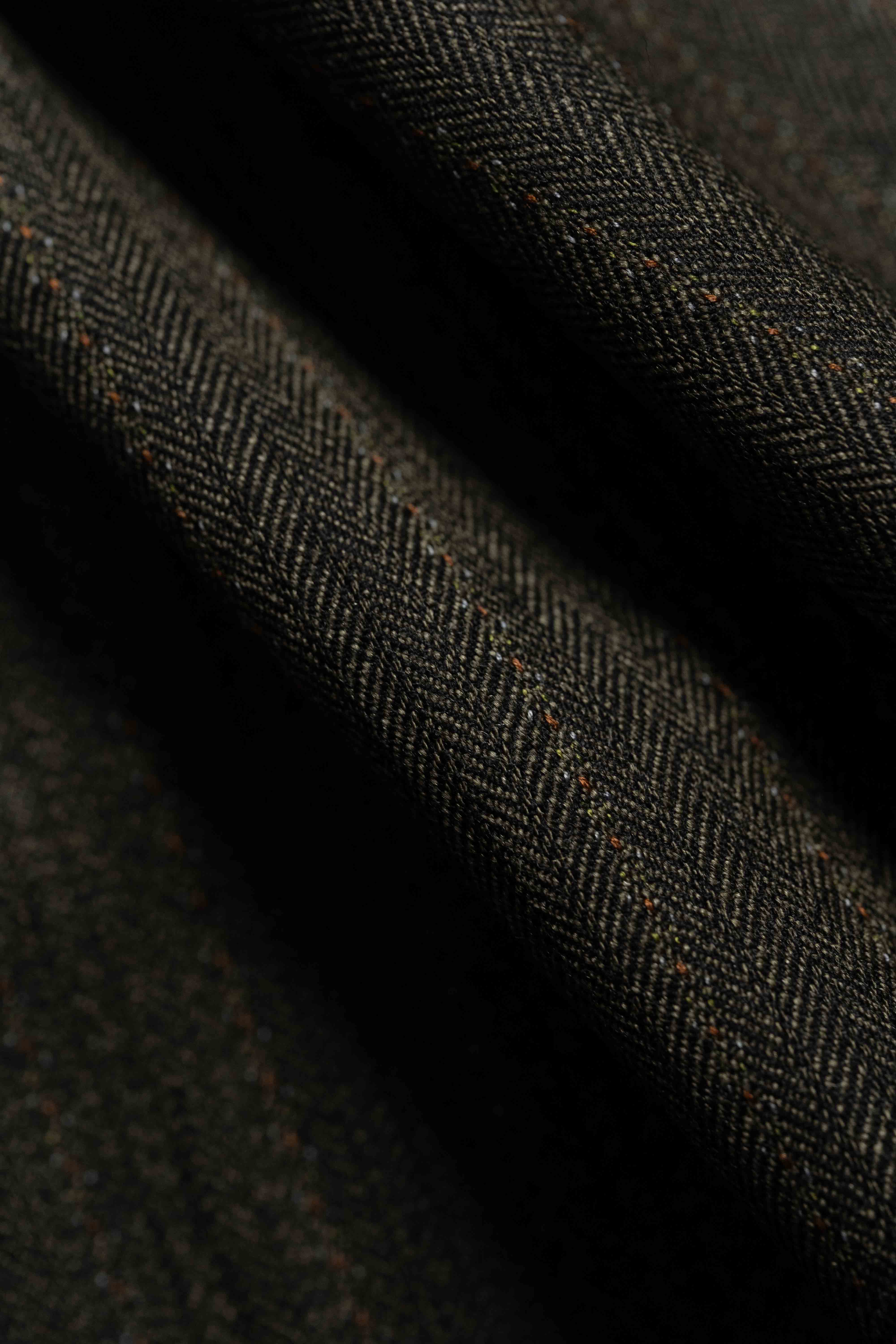 Brown Herringbone Stripe Wool Cashmere Suit Fabri