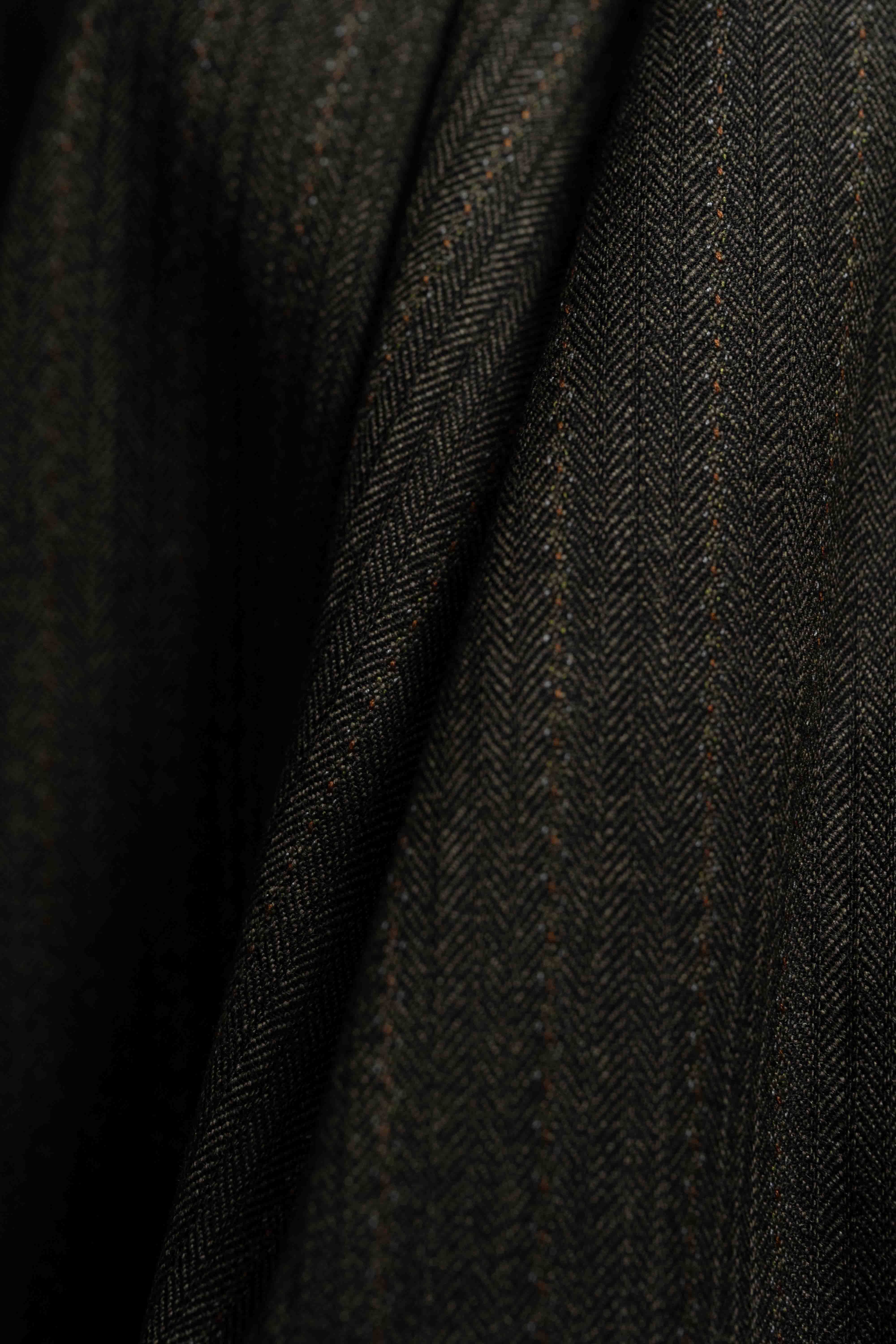 Brown Herringbone Stripe Wool Cashmere Suit Fabri