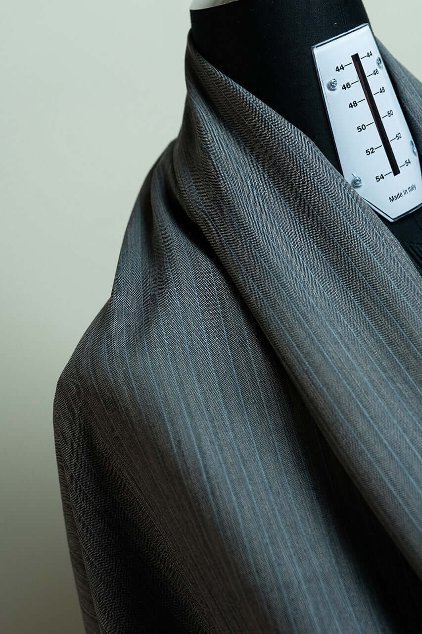 Super 100's Mid Grey Stripe Suit Jacket Fabric from Dormeuil (V20097) -1.8m - Yoo's Club