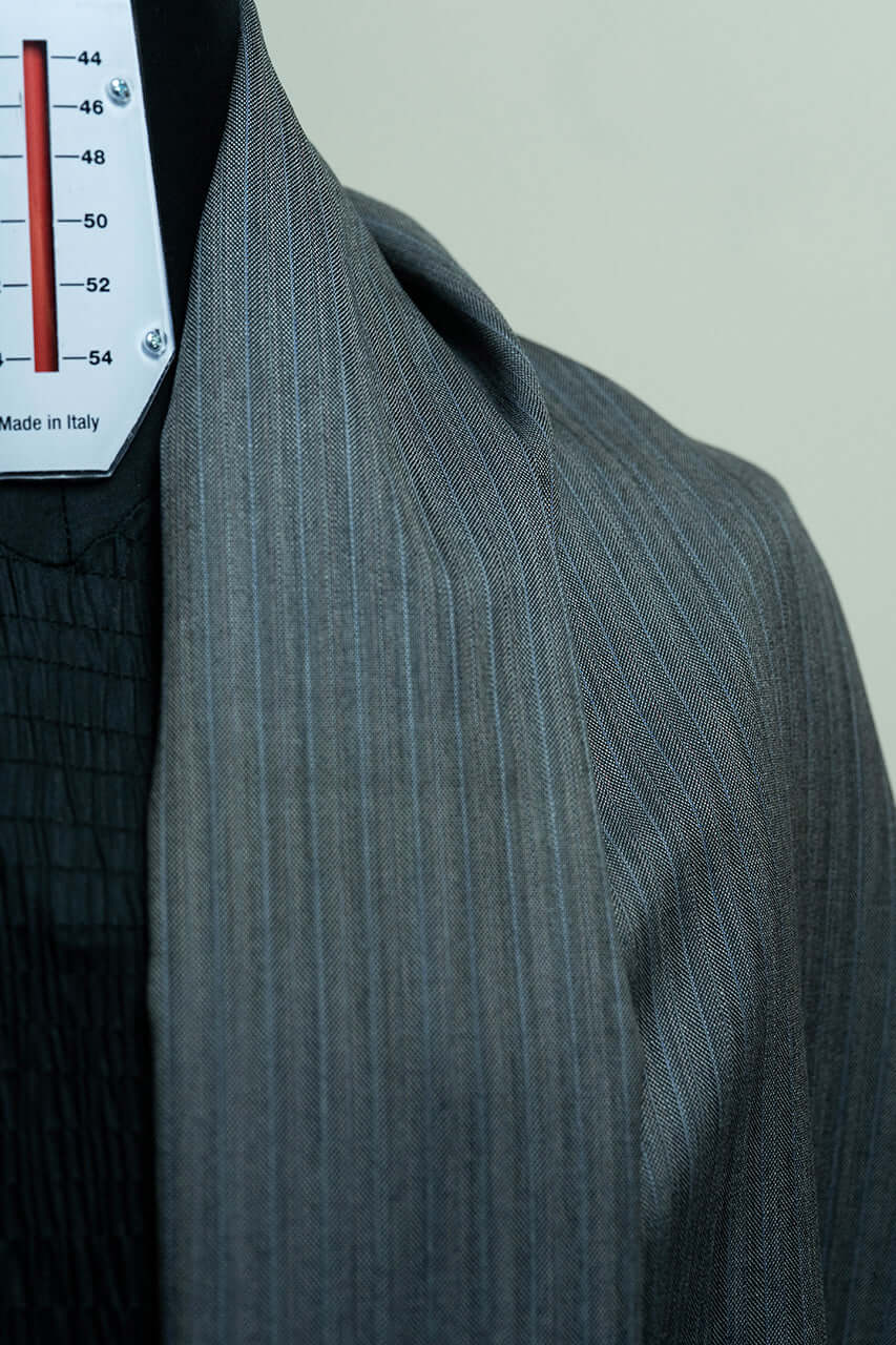 Super 100's Mid Grey Stripe Suit Jacket Fabric from Dormeuil (V20097) -1.8m - Yoo's Club