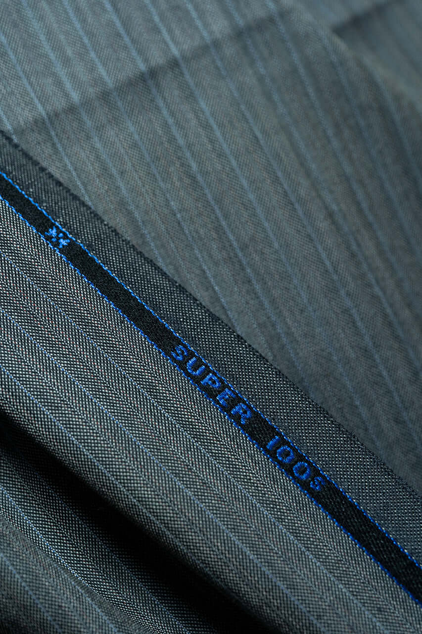 Super 100's Mid Grey Stripe Suit Jacket Fabric from Dormeuil (V20097) -1.8m - Yoo's Club
