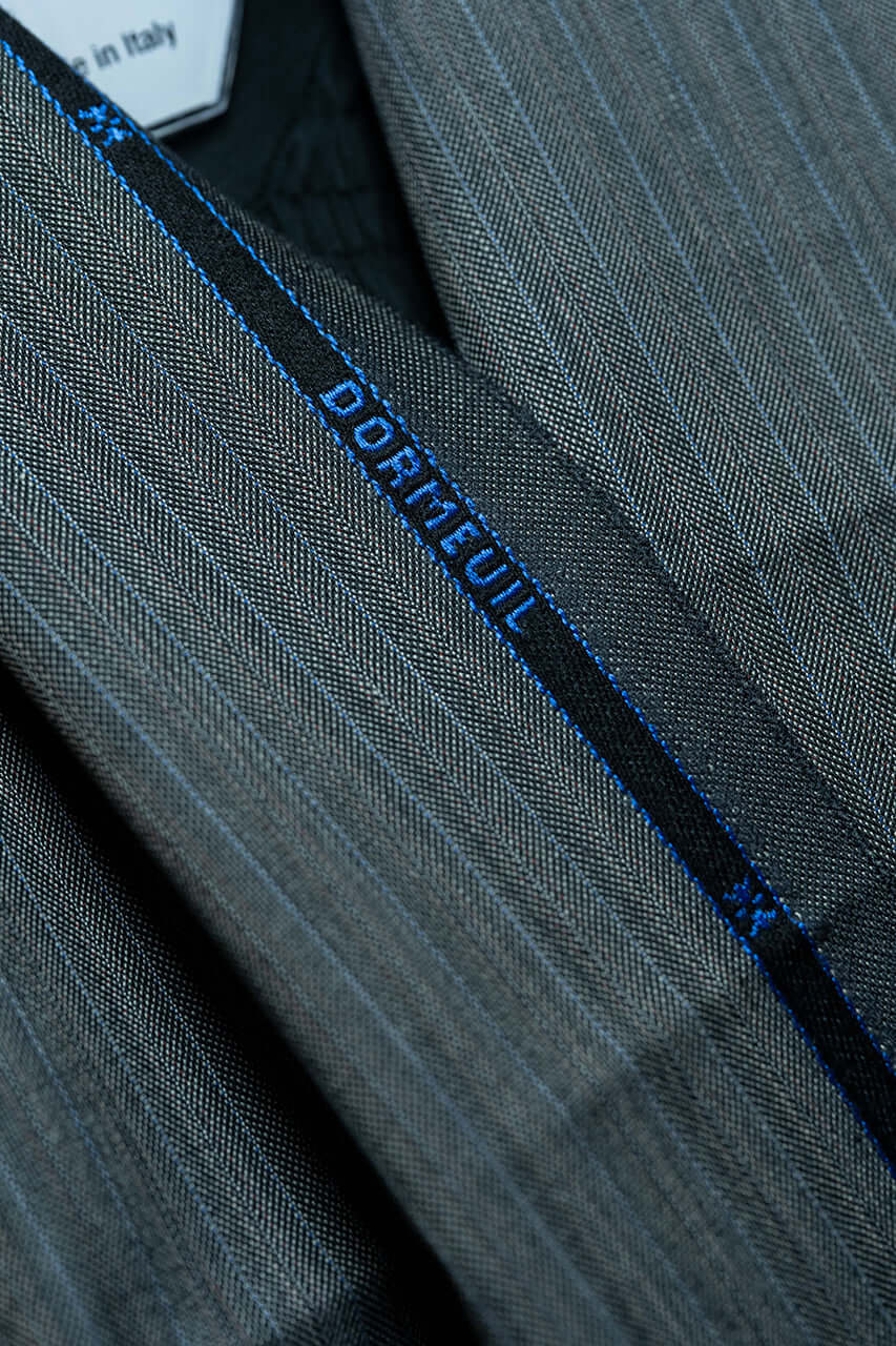 Super 100's Mid Grey Stripe Suit Jacket Fabric from Dormeuil (V20097) -1.8m - Yoo's Club
