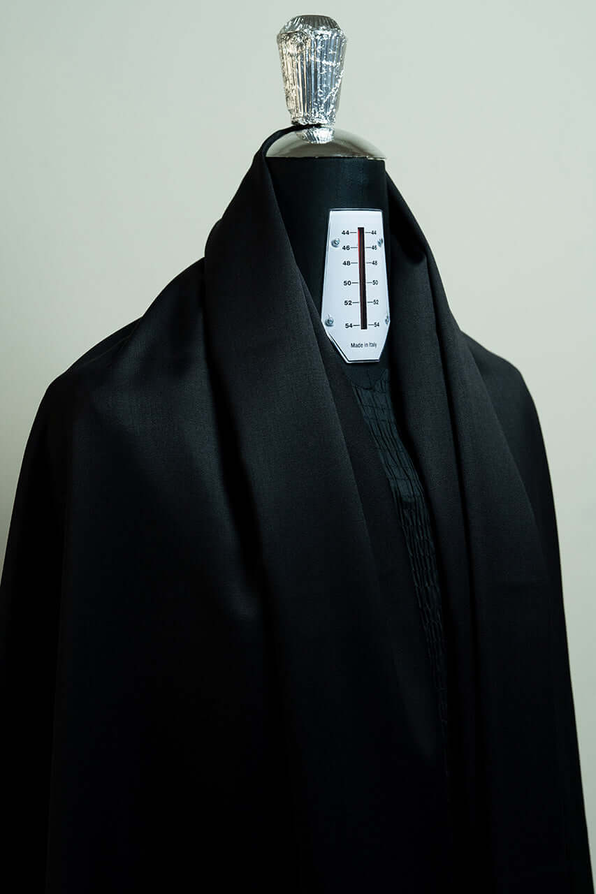 Black Plain Superfine Trevira/Wool Suit Fabric From Switzerland (V23340) -3m - Yoo's Club