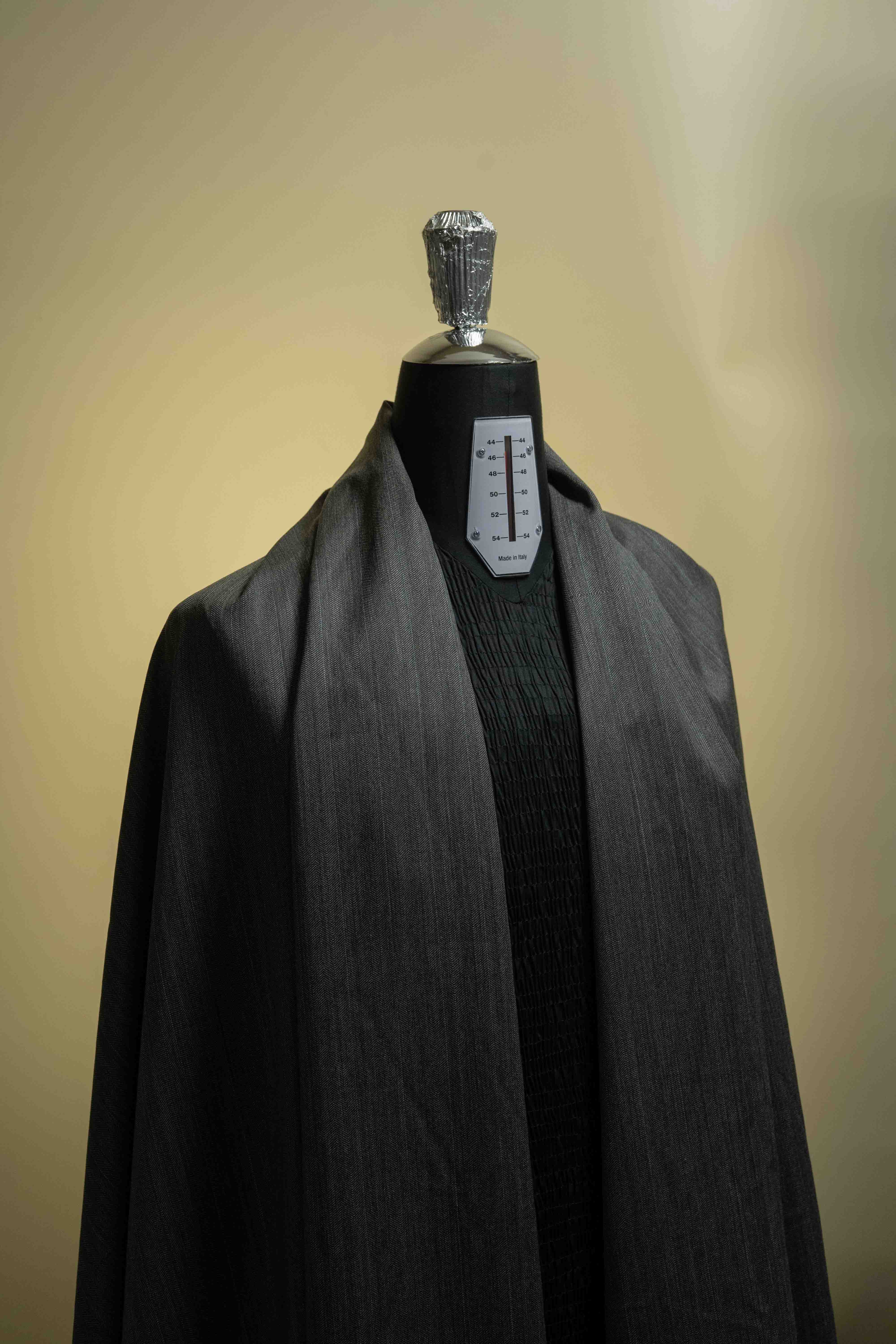 Charcoal Herringbone Wool Suit Fabric